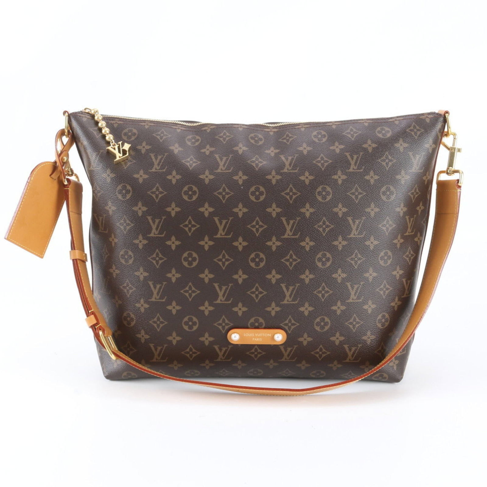 Louis Vuitton Shoulder Bag Leather Coated Canvas: Louis Vuitton Shoulder Bag Leather Coated Canvas Brown Louis Vuitton Shoulder Bag Leather Coated Canvas, 35cm x 39cm x 13cm, bears a signature. Made from a combination of leather and coated canvas,