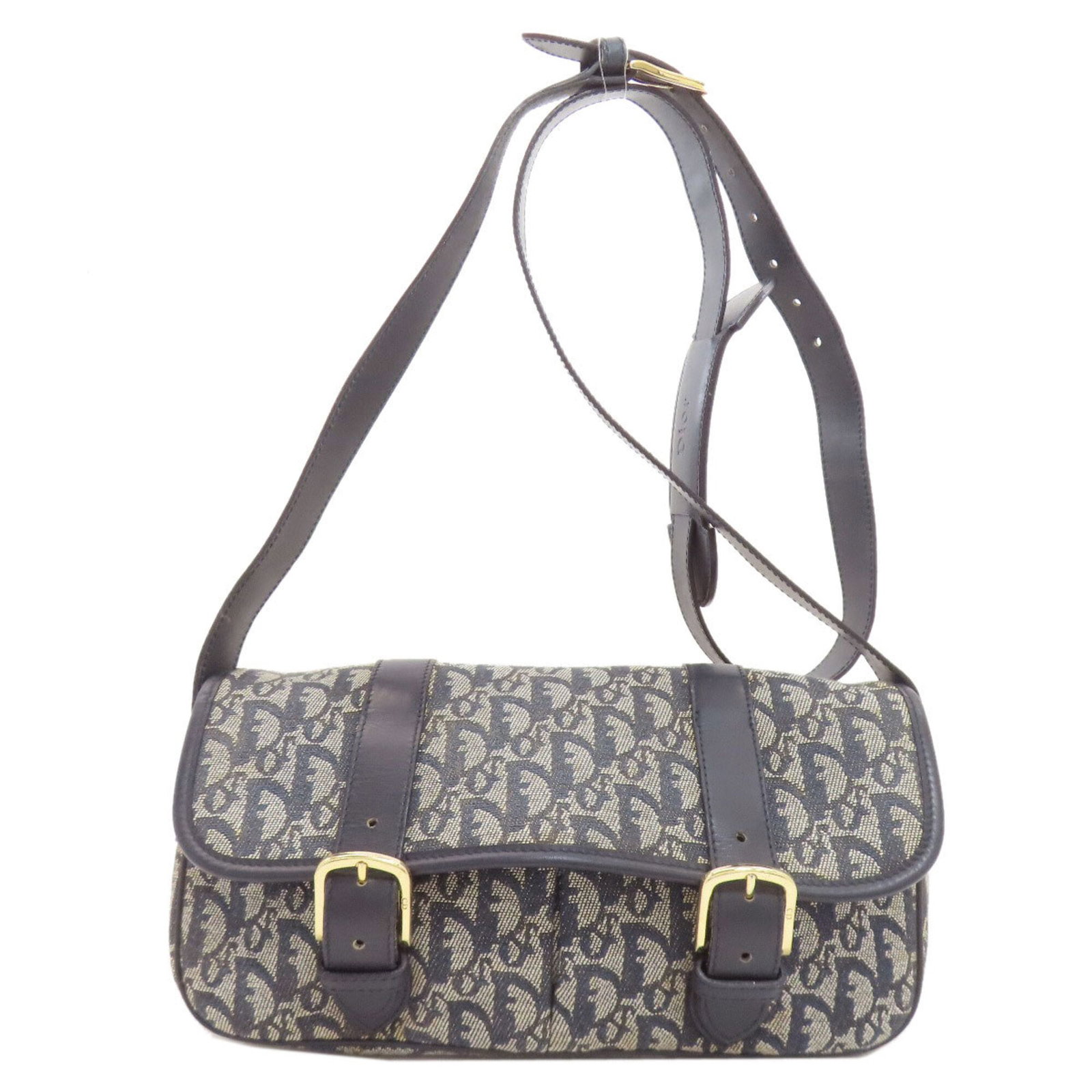 Shoulder Bag Dior Christian: Shoulder Bag Dior Christian Navy canvas shoulder bag from Christian Dior's Trotter line, featuring a classic design with a 16cm x 30cm x 7.5cm size and adjustable strap length of 134.5cm - 149cm. The 