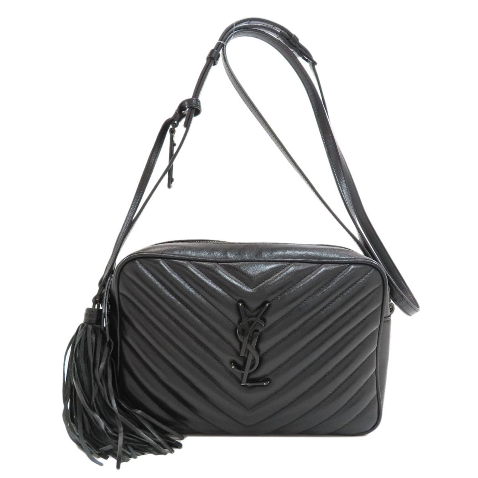 Laurent Saint Bag Leather Shoulder: Laurent Saint Bag Leather Shoulder Black leather shoulder bag from Saint Laurent, measuring 15cm x 22.5cm x 6cm, with a sleek and modern design. This shoulder bag features high-quality leather