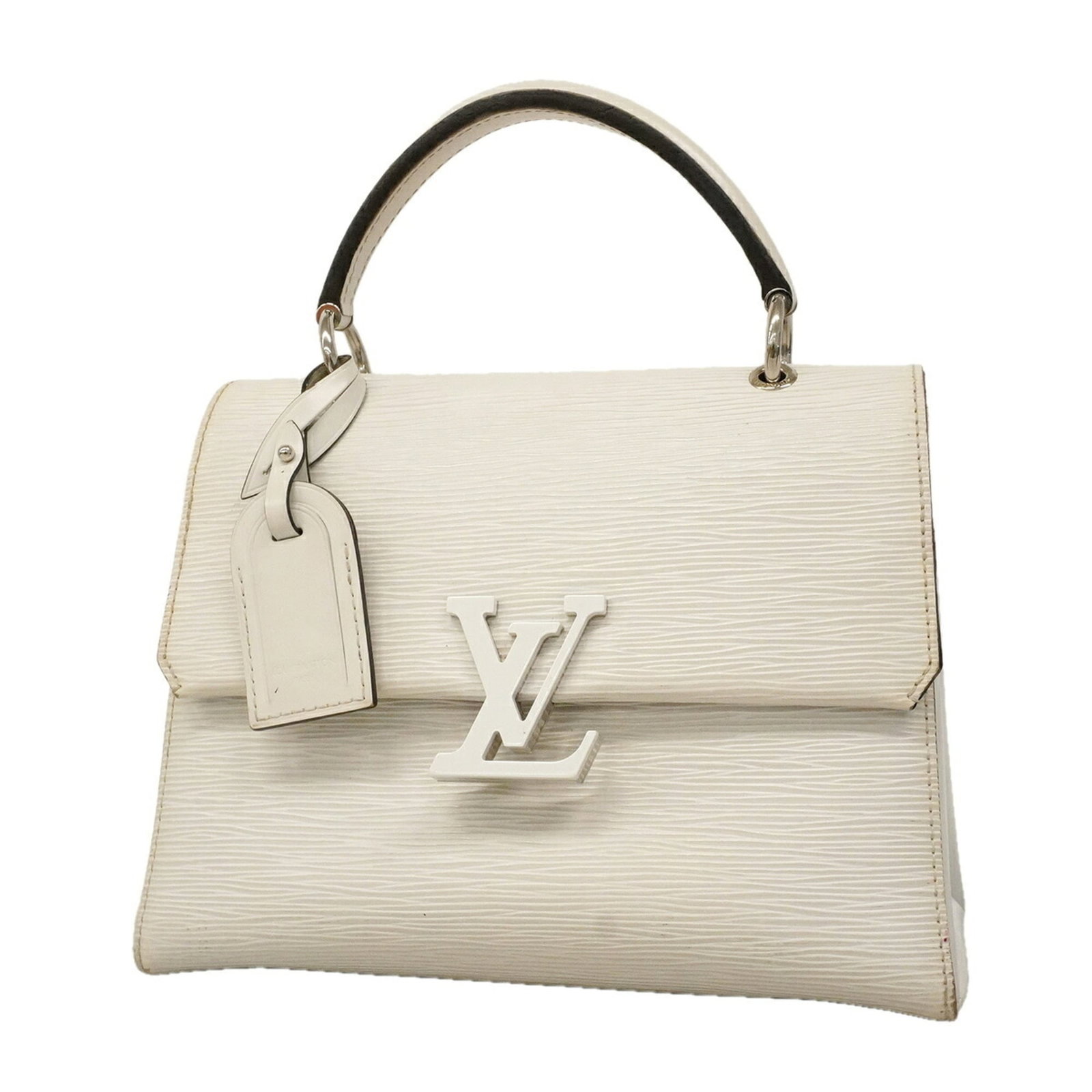 Handbag Louis Vuitton: Handbag Louis Vuitton Blanc Louis Vuitton handbag, measuring 19cm x 25.5cm x 11cm, features a classic design with a signature. This stylish accessory is made from high-quality materials and boasts a