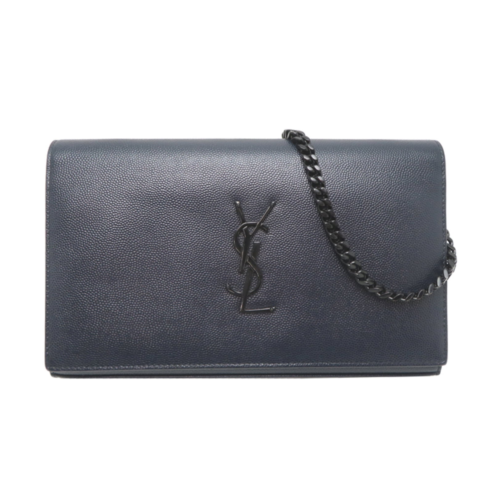 Laurent Saint Bag Leather Shoulder: Laurent Saint Bag Leather Shoulder Navy leather shoulder bag from Saint Laurent, Italy, with a sleek 14cm x 22cm x 3.5cm design that fits perfectly in the hand. The bag's classic style and timeless