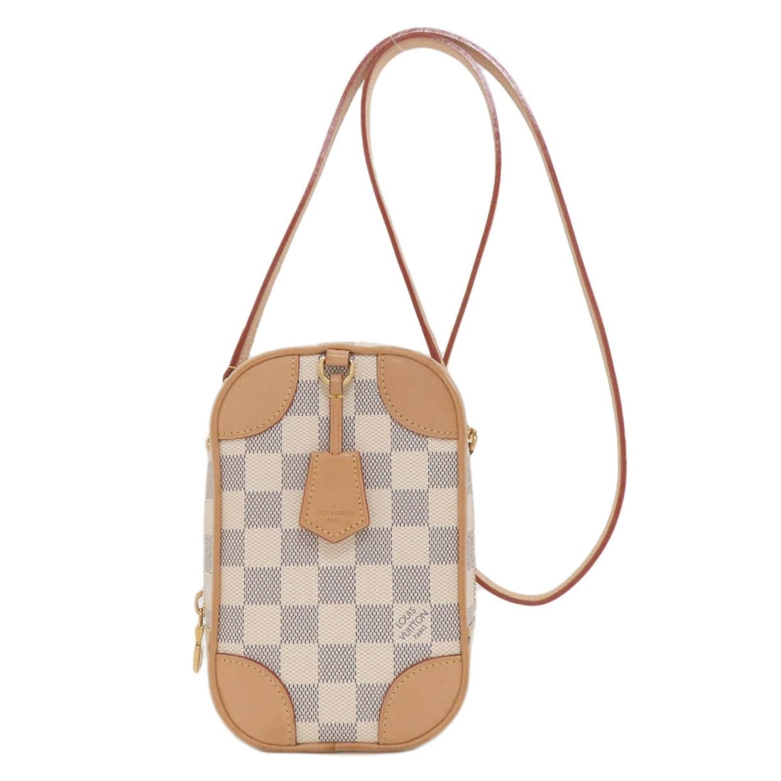 Damier Canvas Louis Vuitton N60360 Shoulder Bag: Damier Canvas Louis Vuitton N60360 Shoulder Bag White Damier canvas exterior, a classic design element of the iconic Louis Vuitton style, is showcased in this shoulder bag. The bag's exterior