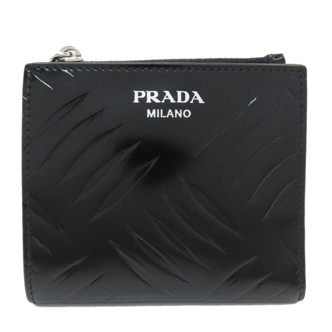 Wallet Bifold Embossing Leather With Coin Pocket: Wallet Bifold Embossing Leather With Coin Pocket Black leather bifold wallet with a coin pocket, a classic design with a simple yet elegant touch. The wallet's exterior is made of high-quality