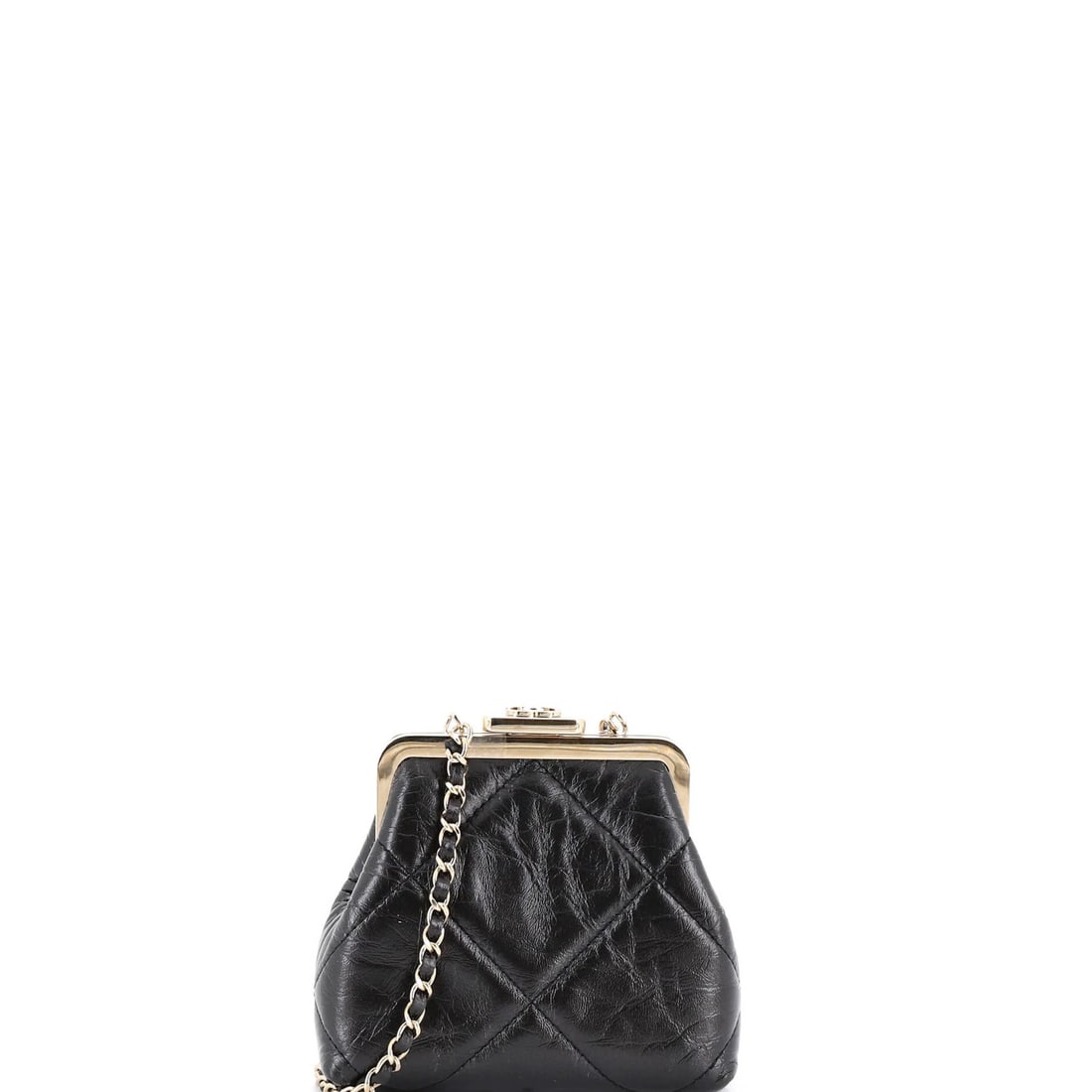 CC Kisslock Frame Clutch with Lambskin Quilted Chain Mini Chanel: CC Kisslock Frame Clutch with Lambskin Quilted Chain Mini Chanel The CC Kisslock Frame Clutch with Lambskin Quilted Chain Mini Chanel is a stylish black leather cross body bag with a quilted lambskin