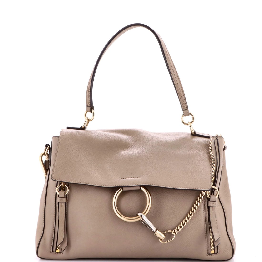 Faye Day Chloe Medium Leather Bag: Faye Day Chloe Medium Leather Bag The Faye Day Chloe Medium Leather Bag is a timeless, versatile accessory with a rich, gray suede exterior and neutral interior. Measuring 9.5" tall and 12.5" wide, th