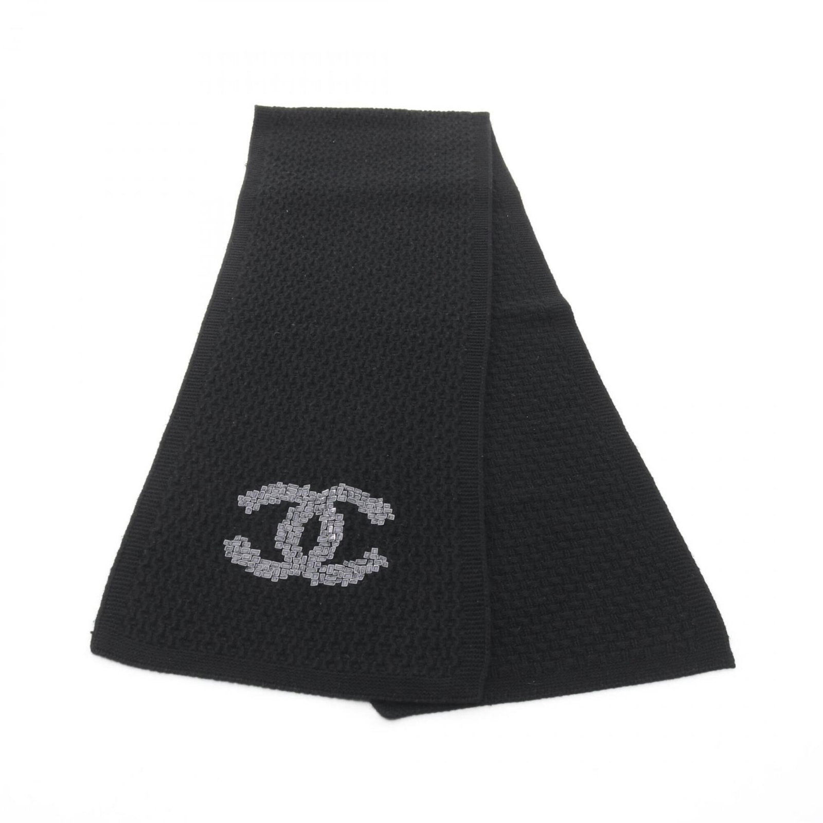 Cashmere Stole By Chanel: Cashmere Stole By Chanel Cashmere Stole by Chanel is a luxurious black stole made from high-quality cashmere, measuring 1.8m x 31cm. This elegant piece is a perfect accessory for adding a touch of