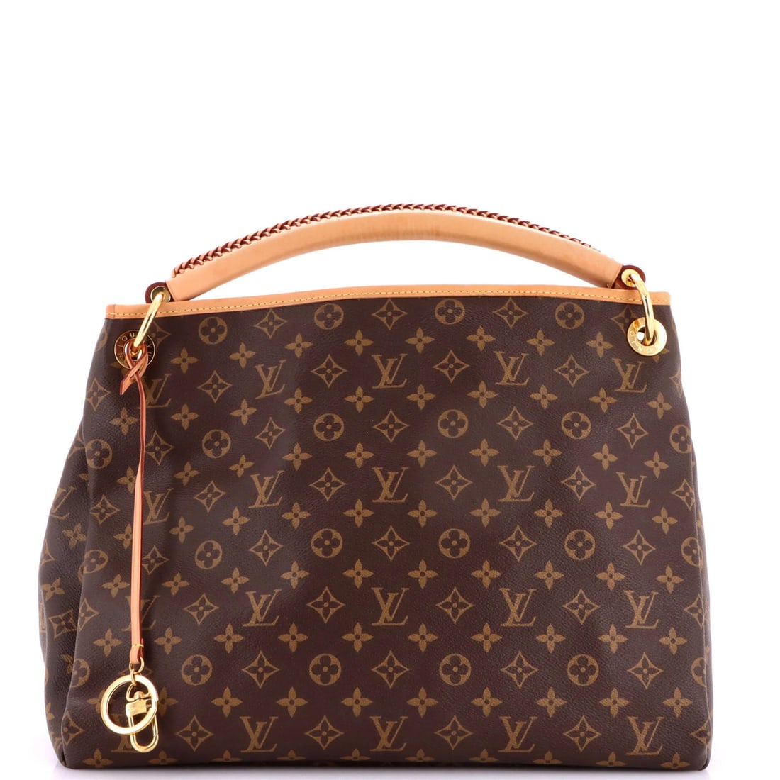 Louis Vuitton Canvas Monogram Artsy Handbag MM: Louis Vuitton Canvas Monogram Artsy Handbag MM The Louis Vuitton Canvas Monogram Artsy Handbag MM boasts a rich, brown canvas exterior with iconic monogram patterns, adding a touch of timeless eleganc
