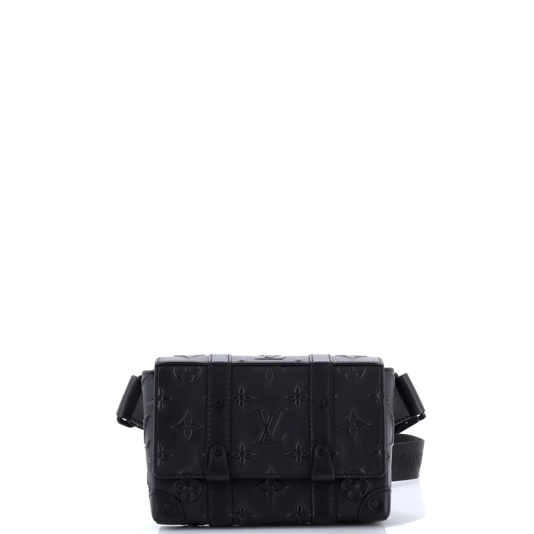 Leather Monogram Seal Slingbag Trunk Louis Vuitton: Leather Monogram Seal Slingbag Trunk Louis Vuitton Black Louis Vuitton Trunk Slingbag with Monogram Seal features a classic design and timeless elegance. The exterior leather has developed a rich