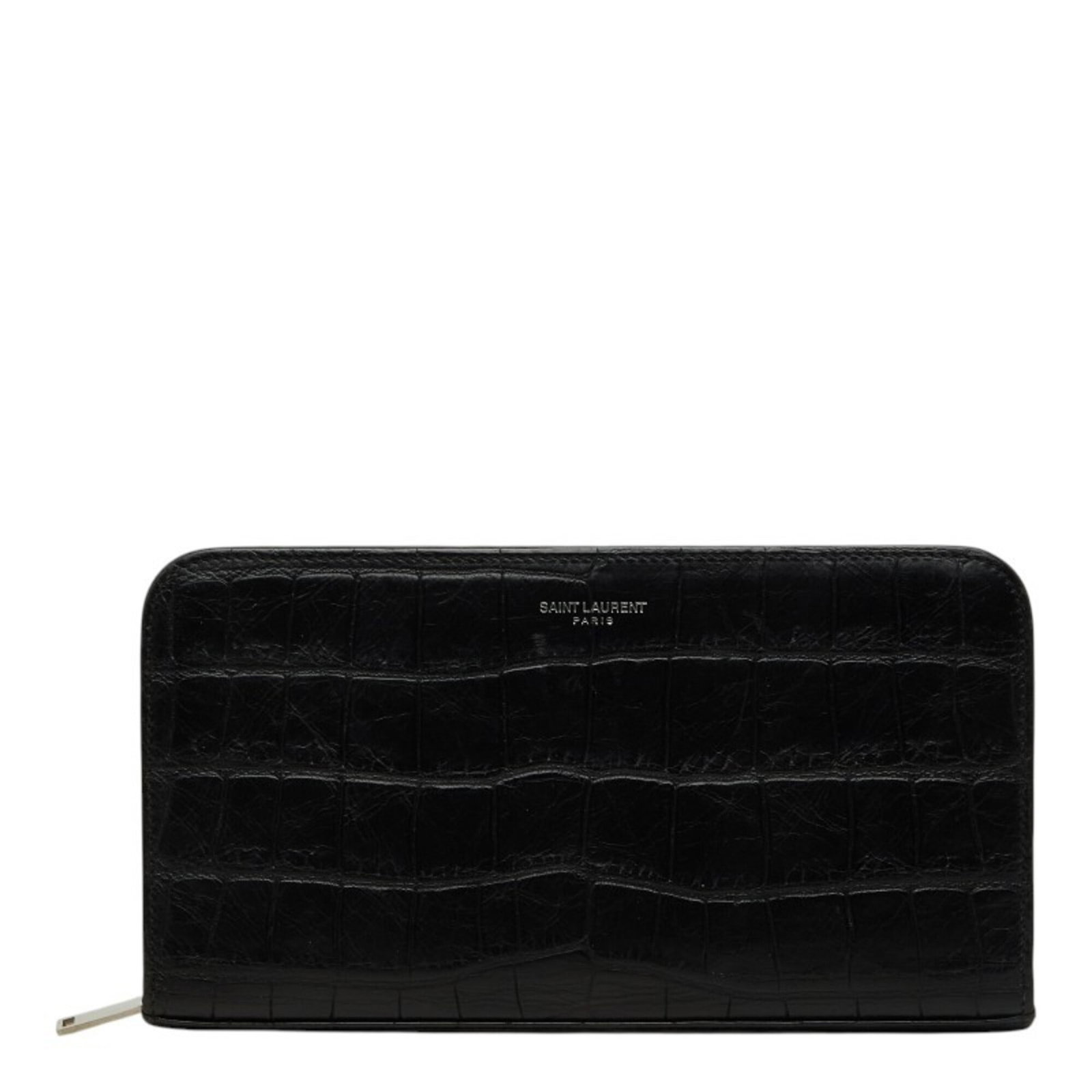 Saint Laurent Long Wallet Leather Bi Fold: Saint Laurent Long Wallet Leather Bi Fold Saint Laurent Long Wallet Leather Bi Fold in Black. This sleek bi-fold wallet features high-quality black leather and measures 11.5cm x 21cm x 2cm. Its