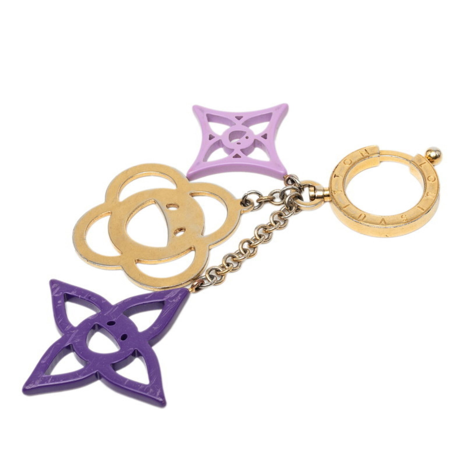 Keyring Louis Vuitton Plastic: Keyring Louis Vuitton Plastic Gold and purple plastic Louis Vuitton keyring, 17cm x 6cm in size. The keyring bears a signature, made from plastic material. Item Specifics: Brand: Louis Vuitton Type: K