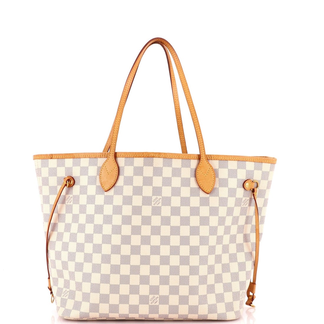 Louis Vuitton Neverfull NM Tote Damier MM: Louis Vuitton Neverfull NM Tote Damier MM White Louis Vuitton Neverfull NM Tote Damier MM in Very Good condition, featuring a classic canvas coated exterior with heavy edge wear, scuffs, and minor cre