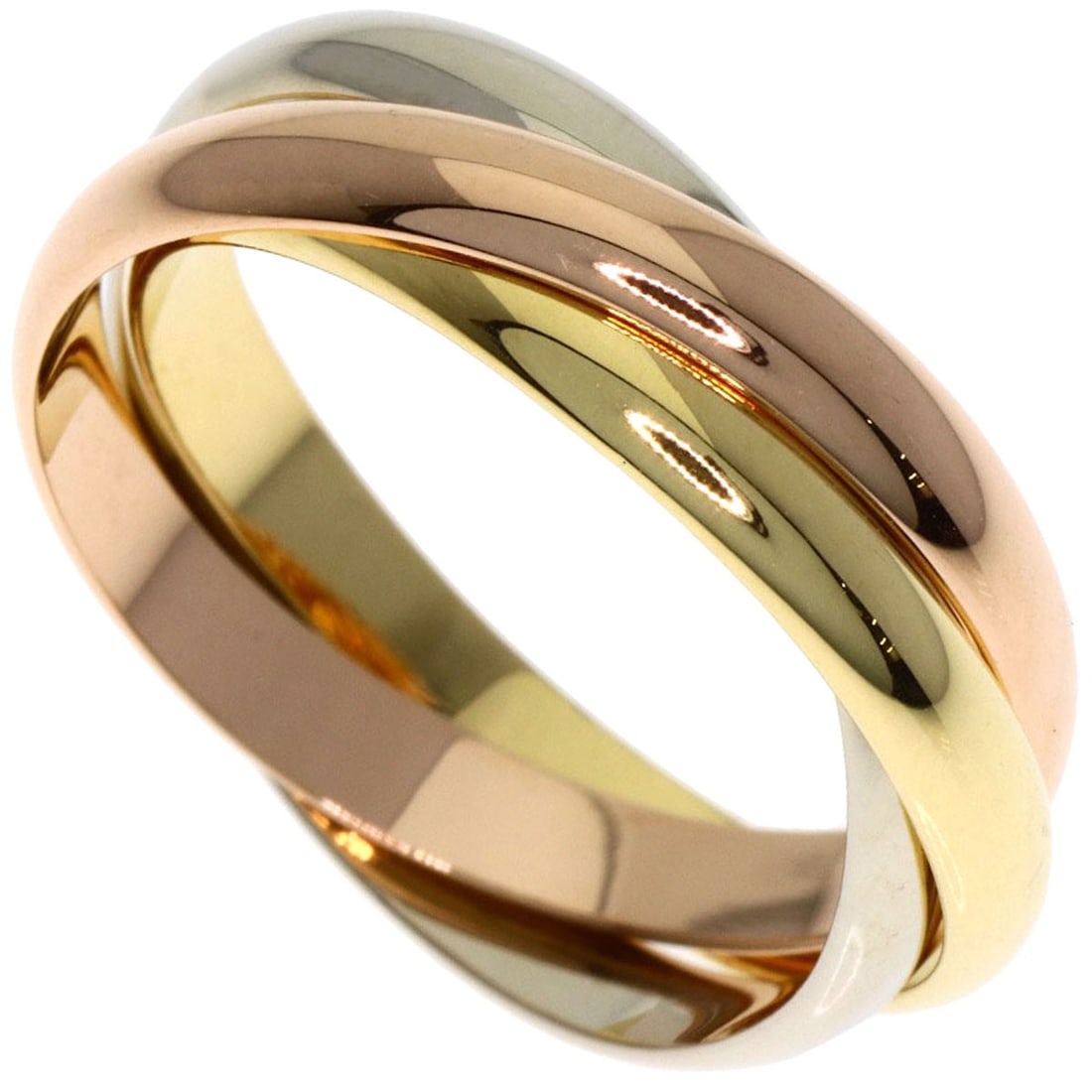Cartier Trinity Sm 48 Ring K18 Gold Yellow Pink 18k: Cartier Trinity Sm 48 Ring K18 Gold Yellow Pink 18k Cartier's iconic Trinity design is showcased in this stunning 18k K18 gold yellow pink ring, measuring 4.5 in US ring size. The K18 gold metal provi