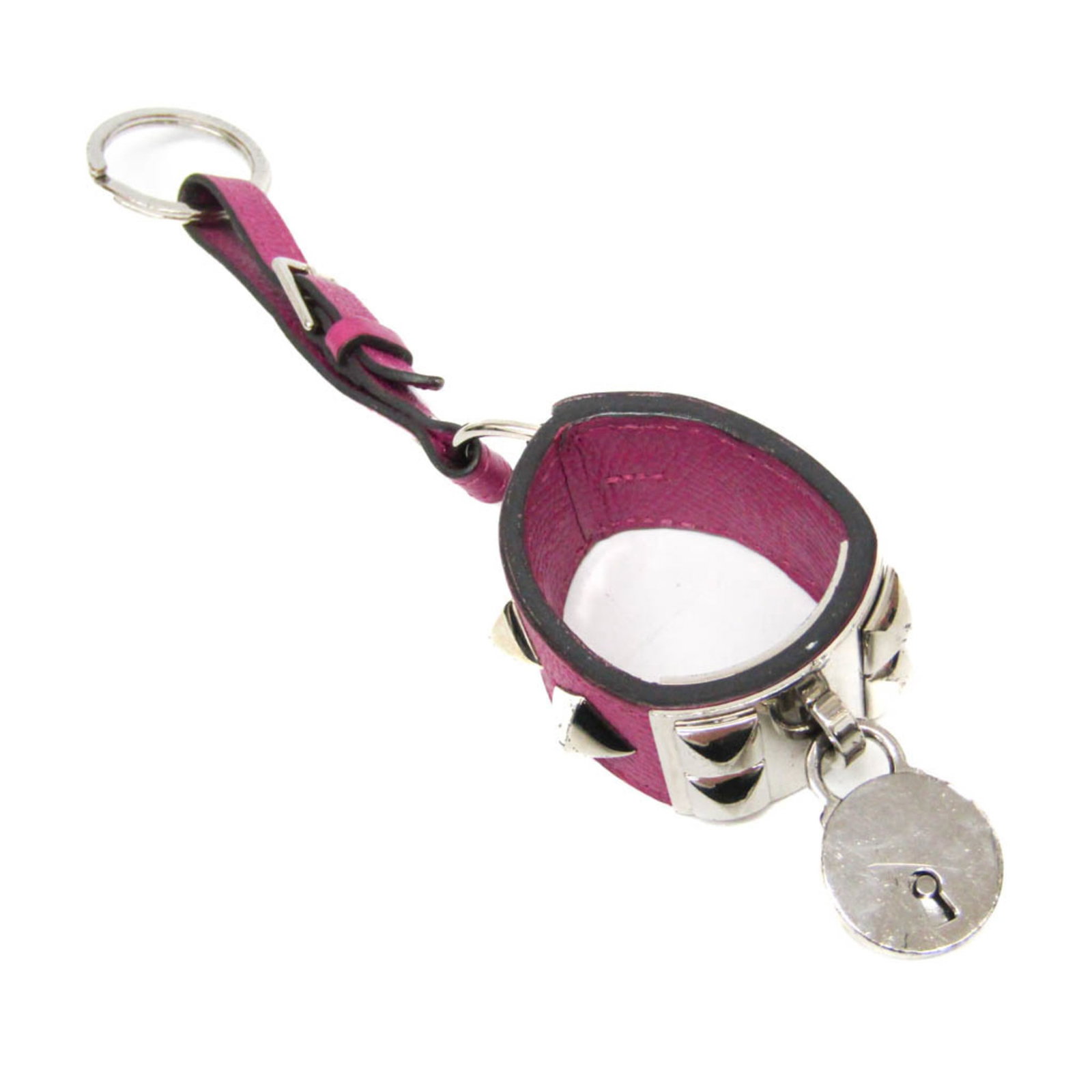 Keyring Leather Metal from Hermes: Keyring Leather Metal from Hermes The Hermes Collier de Chien keyring is a stylish accessory featuring Epsom leather and metal accents in a rich purple hue. This elegant keyring boasts a signature and