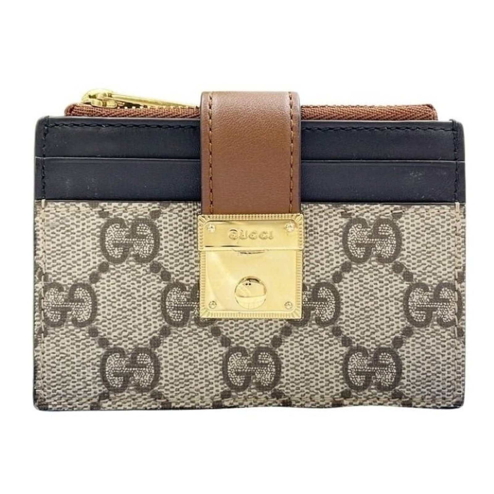 Pvc Leather Bi Fold Wallet Gucci: Pvc Leather Bi Fold Wallet Gucci PVC leather bi-fold wallet from Gucci, available in Beige, Black, or Brown. Made from a combination of PVC and leather, this stylish wallet measures 7.5cm x 10.5cm x