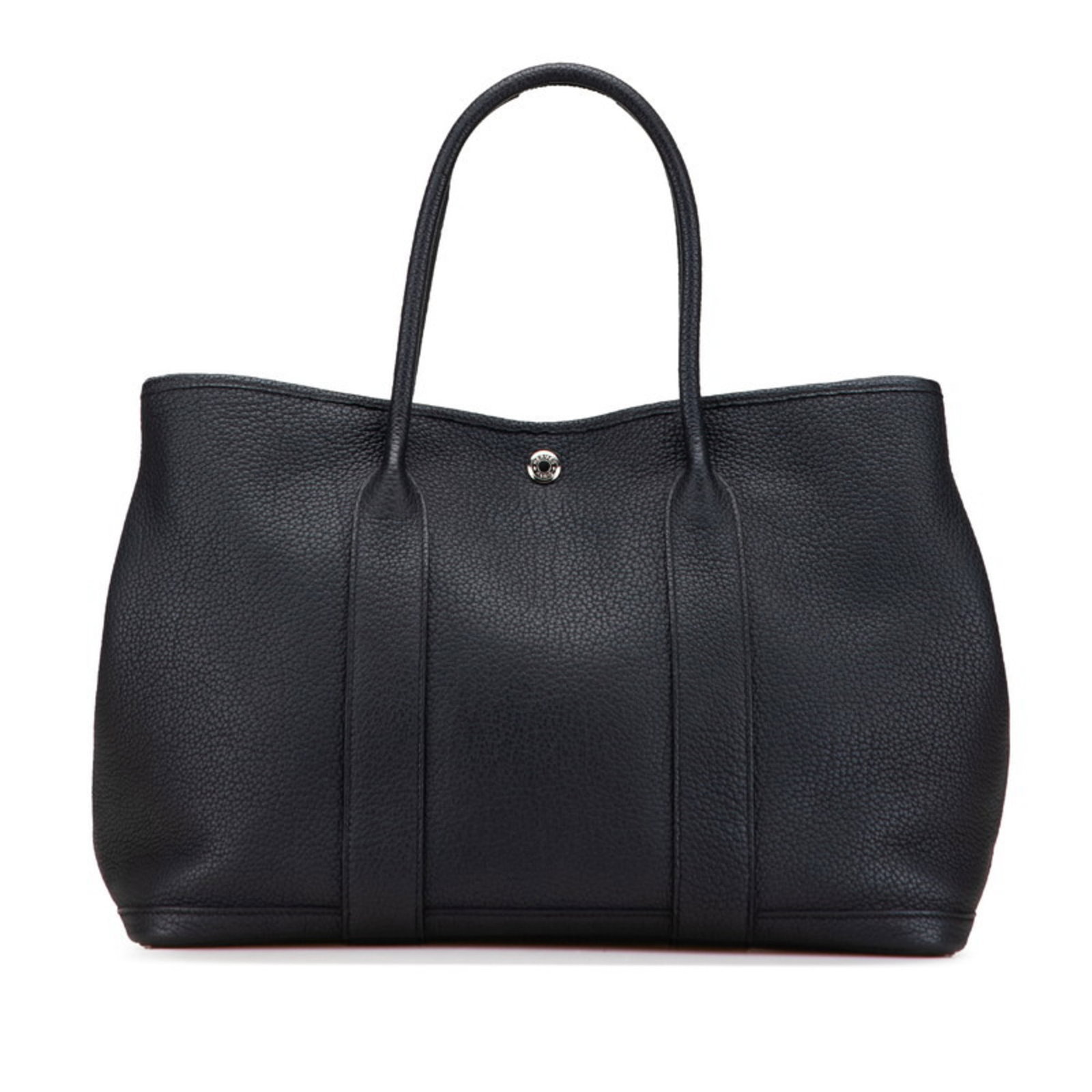 Hermes Negonda Leather Tote Bag: Hermes Negonda Leather Tote Bag Negonda leather tote bag from Hermes, featuring a sleek black design with silver hardware. Measuring 26cm x 36cm x 17.5cm, this bag boasts a classic Garden style with