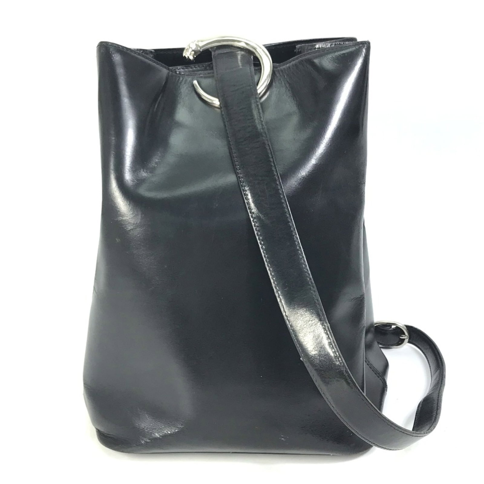 Shoulder Bag Cartier Leather: Shoulder Bag Cartier Leather Cartier Leather Shoulder Bag, Black, W19.5cmxH28.5cmxD13.5cm. This black leather shoulder bag features a classic design with clean lines and a timeless silhouette. The