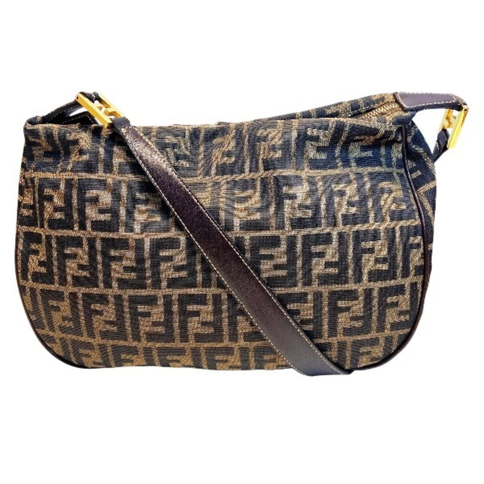Canvas Leather Fendi Handbag Bag Shoulder: Canvas Leather Fendi Handbag Bag Shoulder Canvas Leather Fendi Handbag Bag Shoulder - A stylish and versatile shoulder bag with a unique blend of canvas and leather materials, featuring a brown color