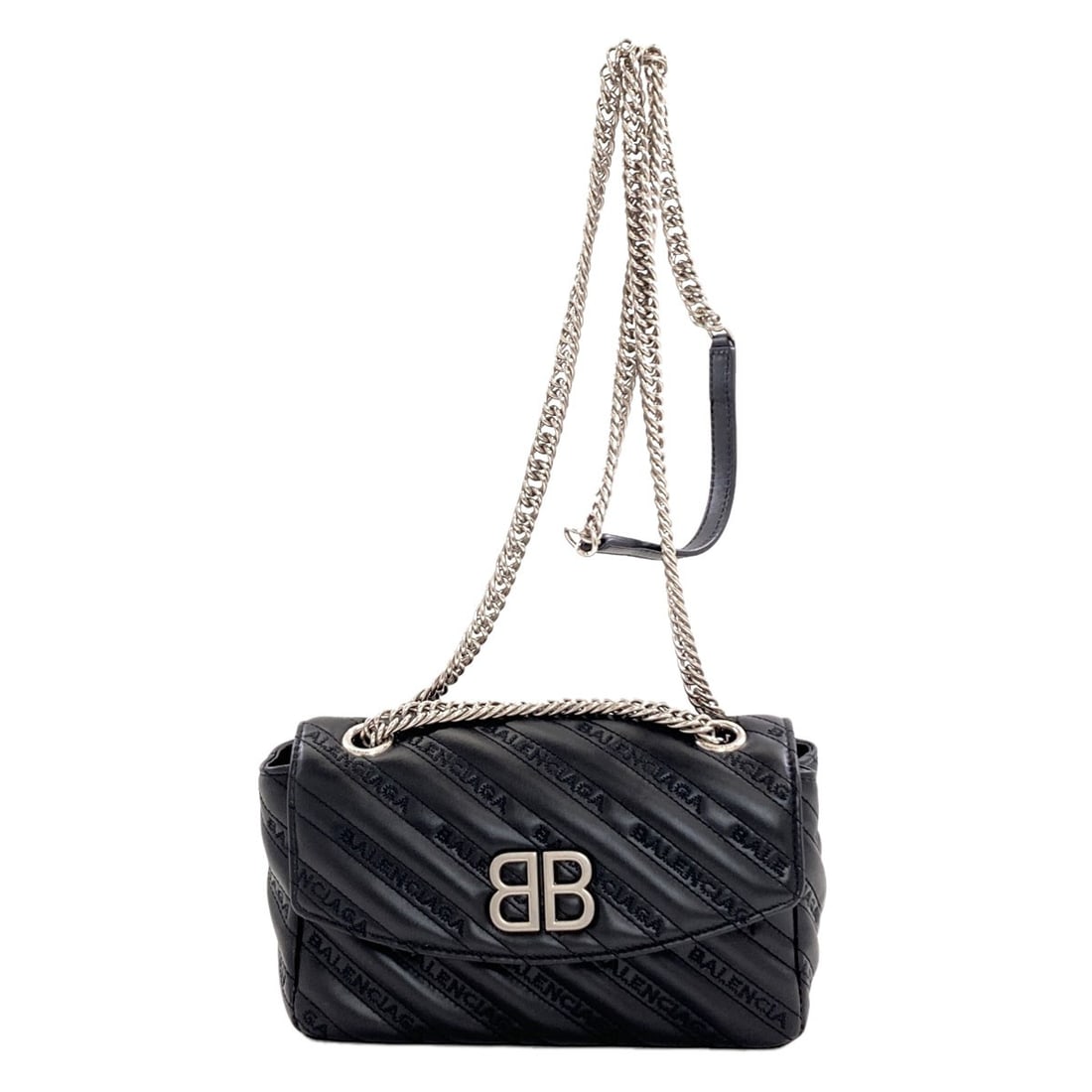 Chainshoulder Bag Calf Balenciaga Bb Logo: Chainshoulder Bag Calf Balenciaga Bb Logo Chainshoulder Bag Calf Balenciaga Bb Logo - A sleek and sophisticated shoulder bag with a magnetic closure, featuring a calf leather exterior and a classic