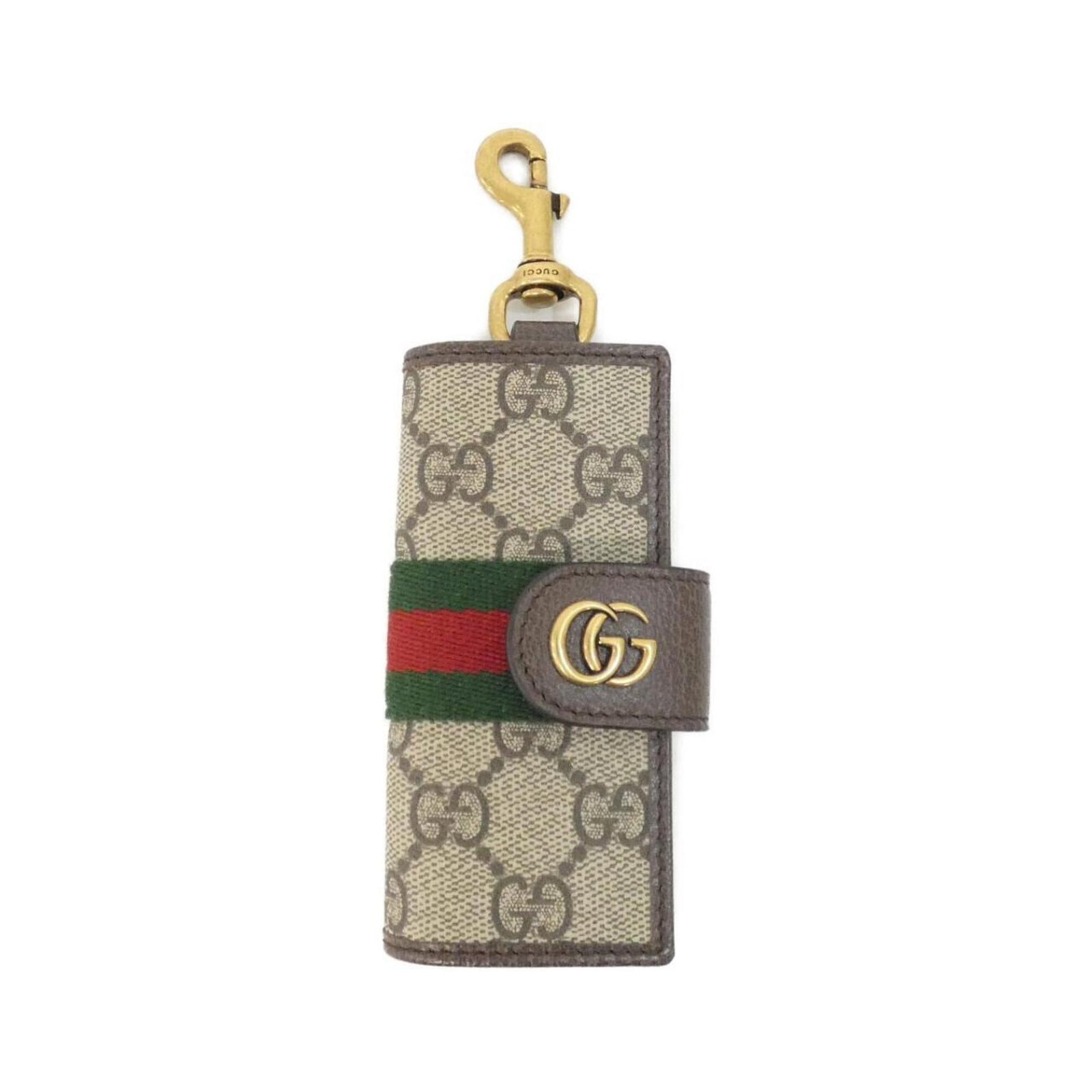 Coated Canvas Keycase Gucci: Coated Canvas Keycase Gucci Coated canvas keycase from Gucci, available in beige and dark brown. This compact accessory features a durable coated canvas material and a sleek design. Perfect for everyd