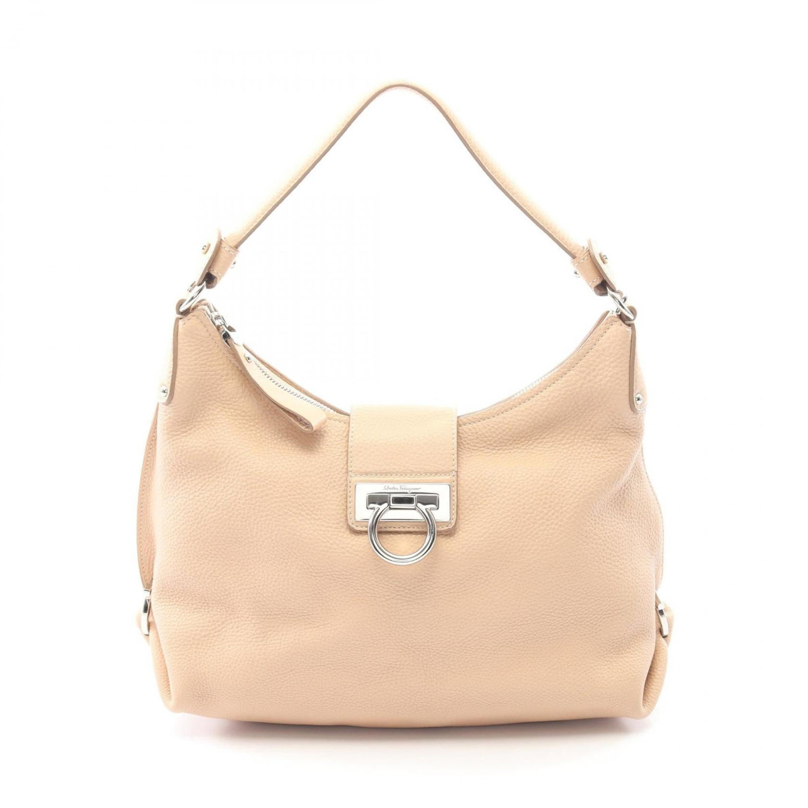 Ferragamo Salvatore Handbag Leather Bag Shoulder: Ferragamo Salvatore Handbag Leather Bag Shoulder Pink leather shoulder bag from Salvatore Ferragamo, measuring 22cm x 32cm x 14cm. This handbag features a classic design with a signature from the