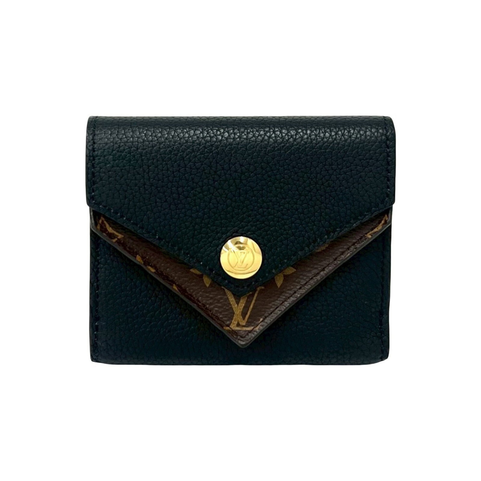Louis Vuitton Wallet (Tri-Fold) Leather: Louis Vuitton Wallet (Tri-Fold) Leather Black tri-fold leather wallet from Louis Vuitton, measuring 9cm x 11cm x 2cm. This wallet features high-quality leather construction and a classic design. A