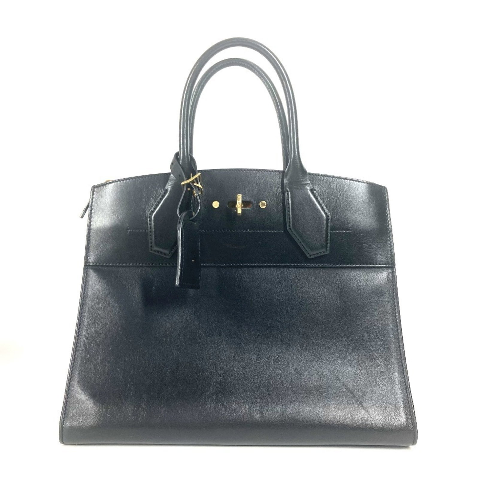 Handbag Leather Louis Vuitton: Handbag Leather Louis Vuitton Black, Noir Louis Vuitton handbag made from high-quality leather, featuring a distinctive design and classic style. Comes with a dust bag, key, name tag, and padlock for