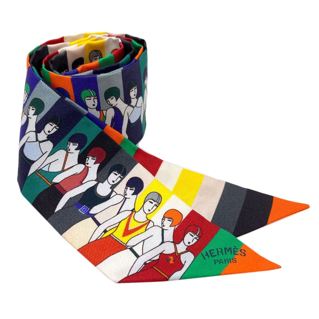 Hermes Silk Twilly Scarf: Hermes Silk Twilly Scarf Silk Twilly Scarf from HERMES, featuring a multicolor design. Made from high-quality silk, this scarf showcases a unique multicolor exterior. A notable aspect of this item is 