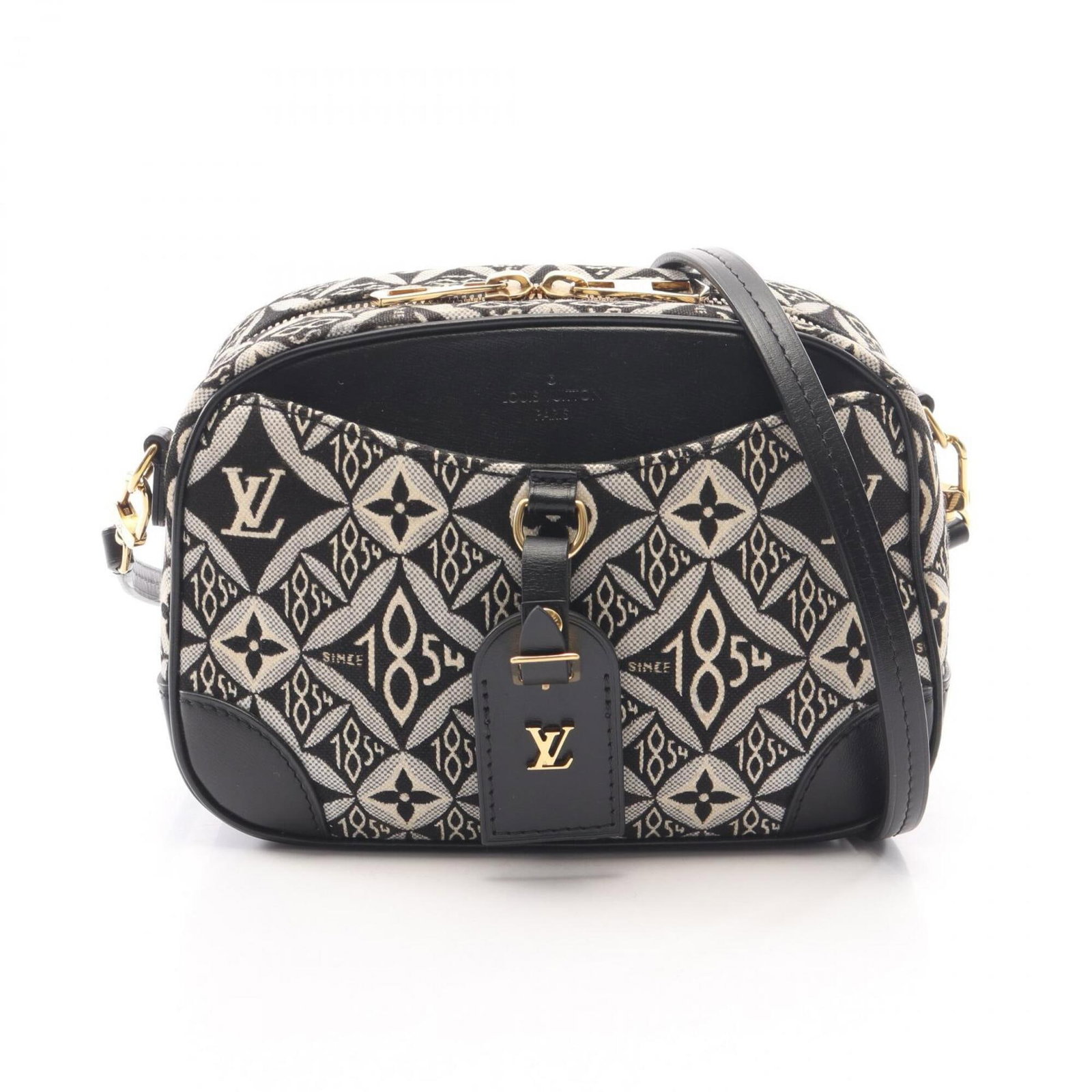 Canvas Leather Shoulder Bag Handbag Louis Vuitton: Canvas Leather Shoulder Bag Handbag Louis Vuitton Canvas Leather Shoulder Bag Handbag Louis Vuitton - A classic black and white design, this shoulder bag features a canvas and leather construction,