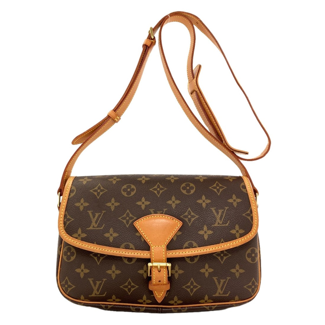 Monogram Canvas Sologne Shoulder Bag Louis Vuitton M42250: Monogram Canvas Sologne Shoulder Bag Louis Vuitton M42250 Monogram canvas exterior adds a touch of classic elegance to this brown shoulder bag, featuring the iconic Louis Vuitton style and signature