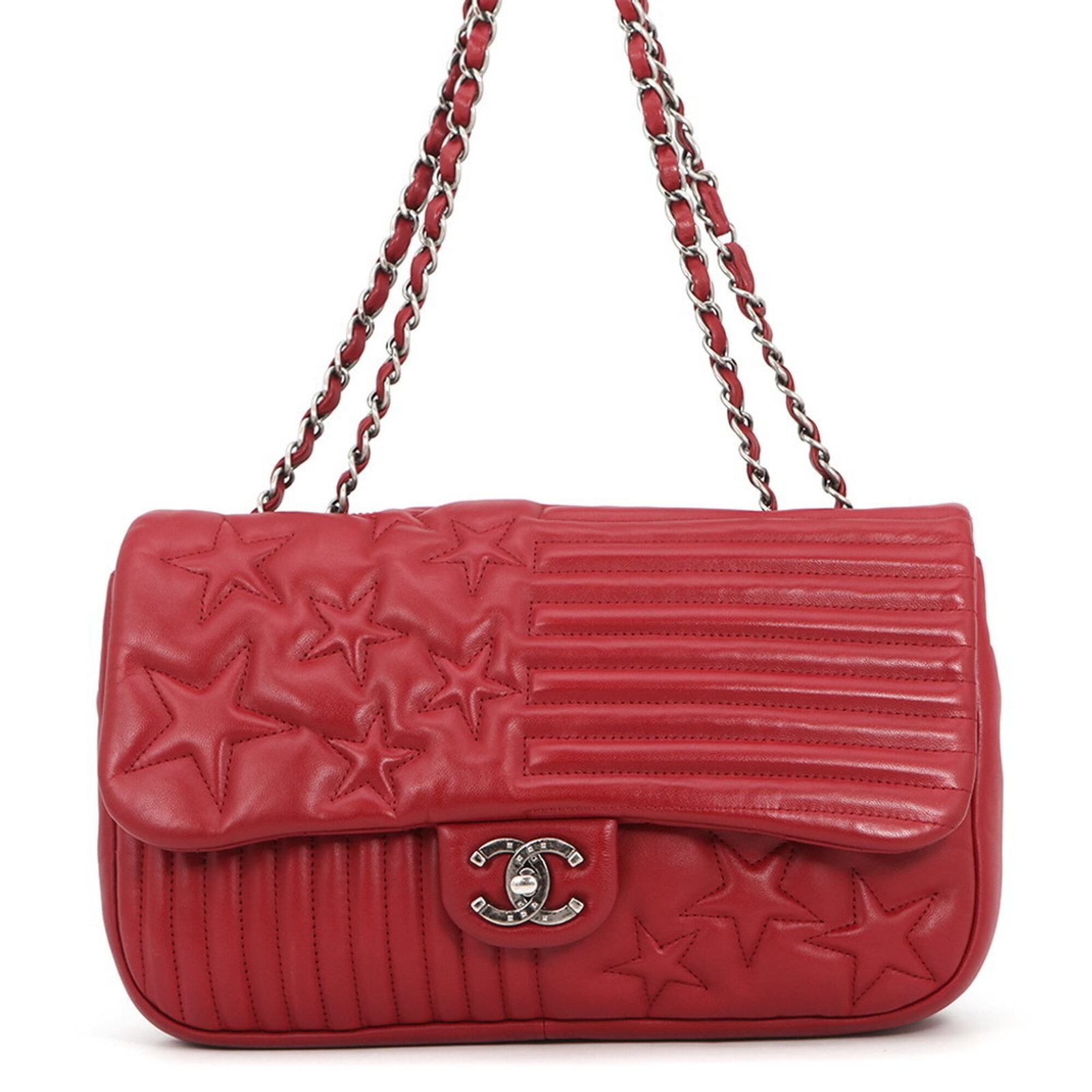 Shoulder Bag Leather Chanel: Shoulder Bag Leather Chanel This luxurious leather shoulder bag features a striking red lambskin color and is crafted from high-quality leather. With its classic design and timeless appeal, this