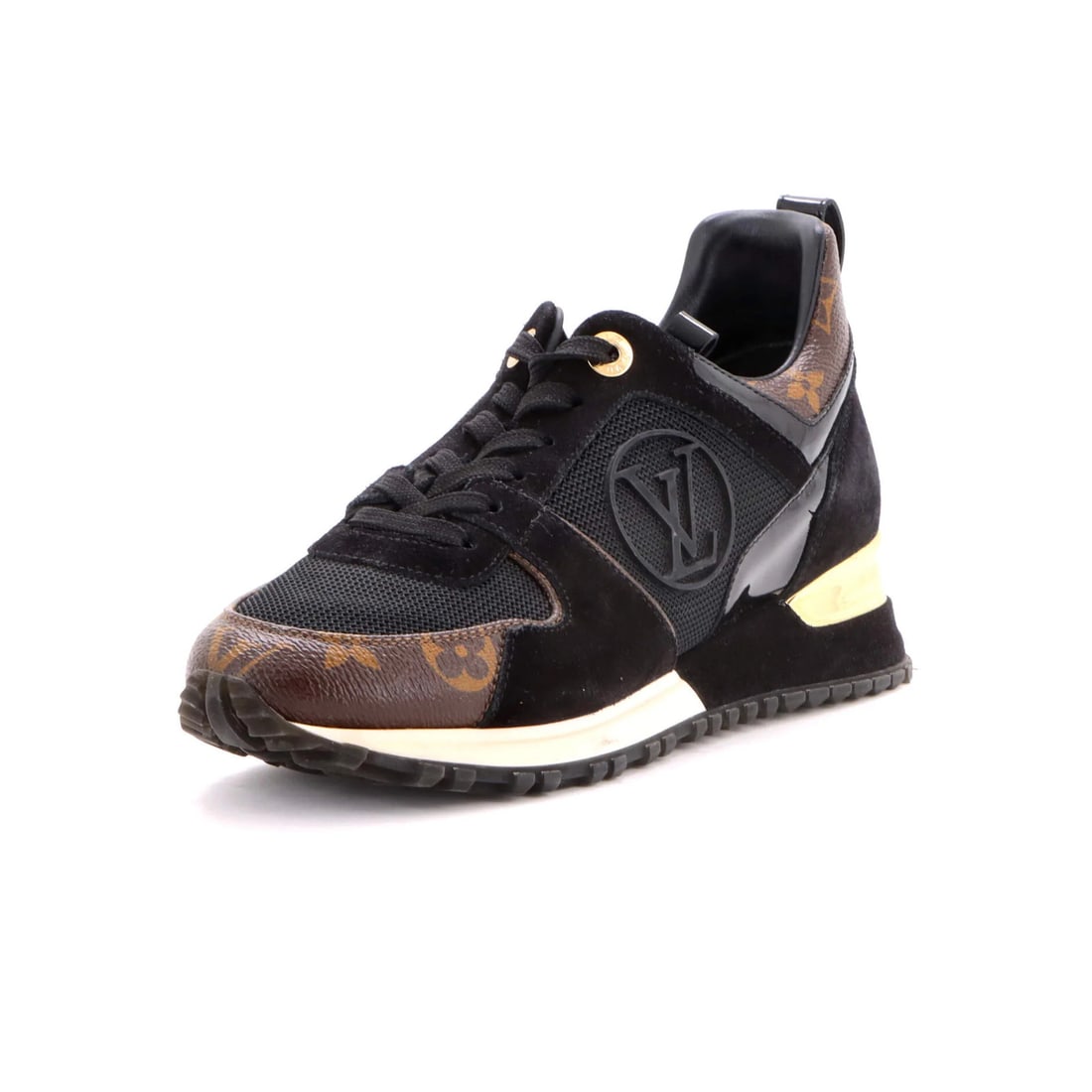 Run Away Women's Sneakers Mesh Canvas Monogram Suede: Run Away Women's Sneakers Mesh Canvas Monogram Suede Canvas Coated, Mesh, and Suede Upper, featuring Louis Vuitton's iconic Monogram pattern, makes these sneakers a stylish statement. The black and