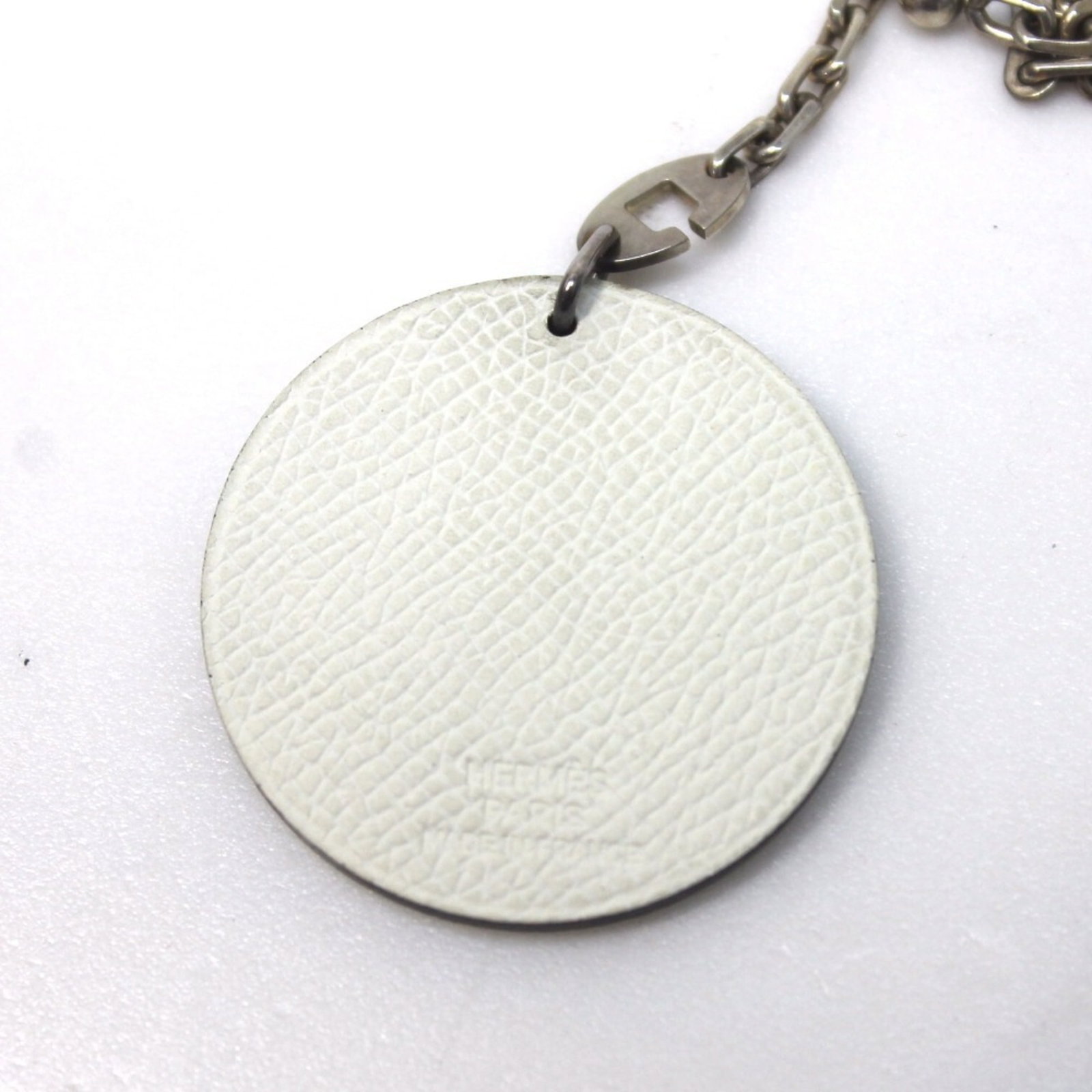 Silver Hermes Leather Keyring 925 - 3