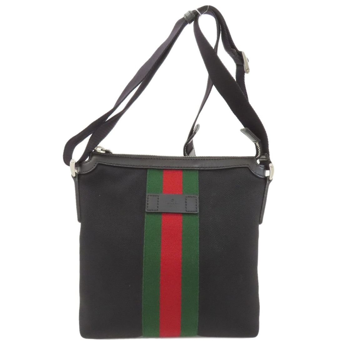 Gucci 631195 Outlet Long Shoulder Sherry Line Shoulder Bag Canvas Leather: Gucci 631195 Outlet Long Shoulder Sherry Line Shoulder Bag Canvas Leather Black canvas and leather shoulder bag with long shoulder strap from Gucci's 631195 collection. The bag features a classic long