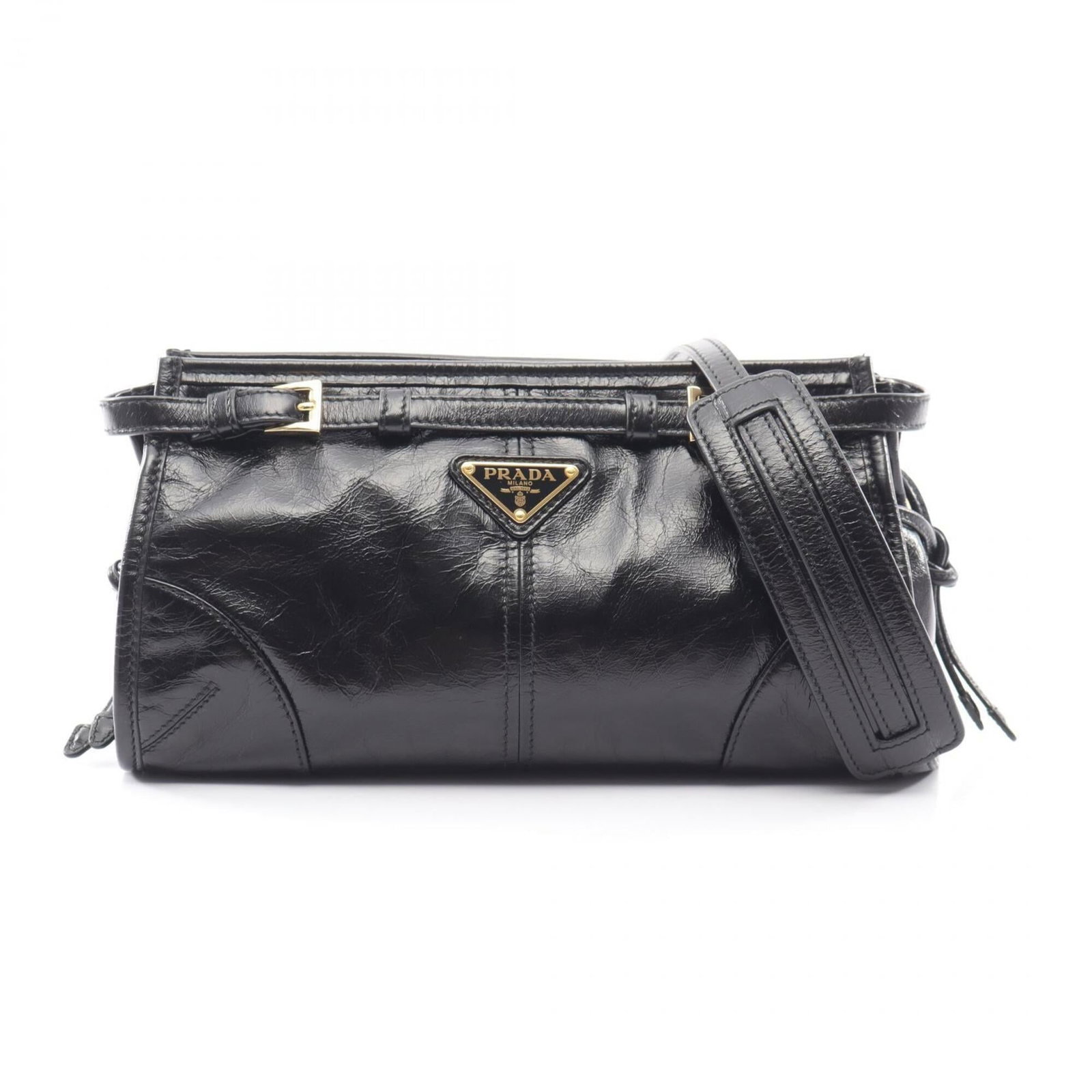 Prada Handbag Shoulder Bag Leather: Prada Handbag Shoulder Bag Leather Black leather shoulder bag from Prada, measuring 14cm x 26cm x 11cm. This sleek design features a classic Prada style with clean lines and a timeless silhouette. The
