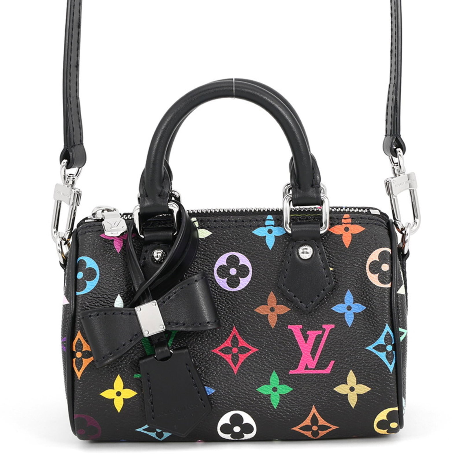 Handbag Louis Vuitton Monogram Multicolore: Handbag Louis Vuitton Monogram Multicolore Monogram Multicolore handbag from Louis Vuitton, featuring a vibrant multi-color design and sleek silver hardware. This stylish bag measures 13cm x 16.5cm x 