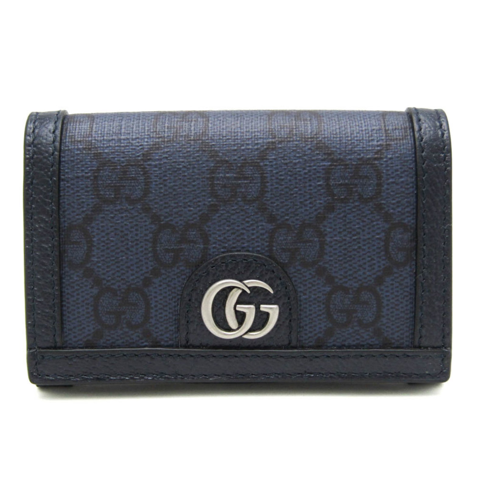 Card Case Gg Supreme Gucci: Card Case Gg Supreme Gucci Navy GG Supreme card case from Gucci's Ophidia line, crafted from high-quality materials with a sleek 7.5cm x 11cm x 2cm design. This stylish accessory features a classic