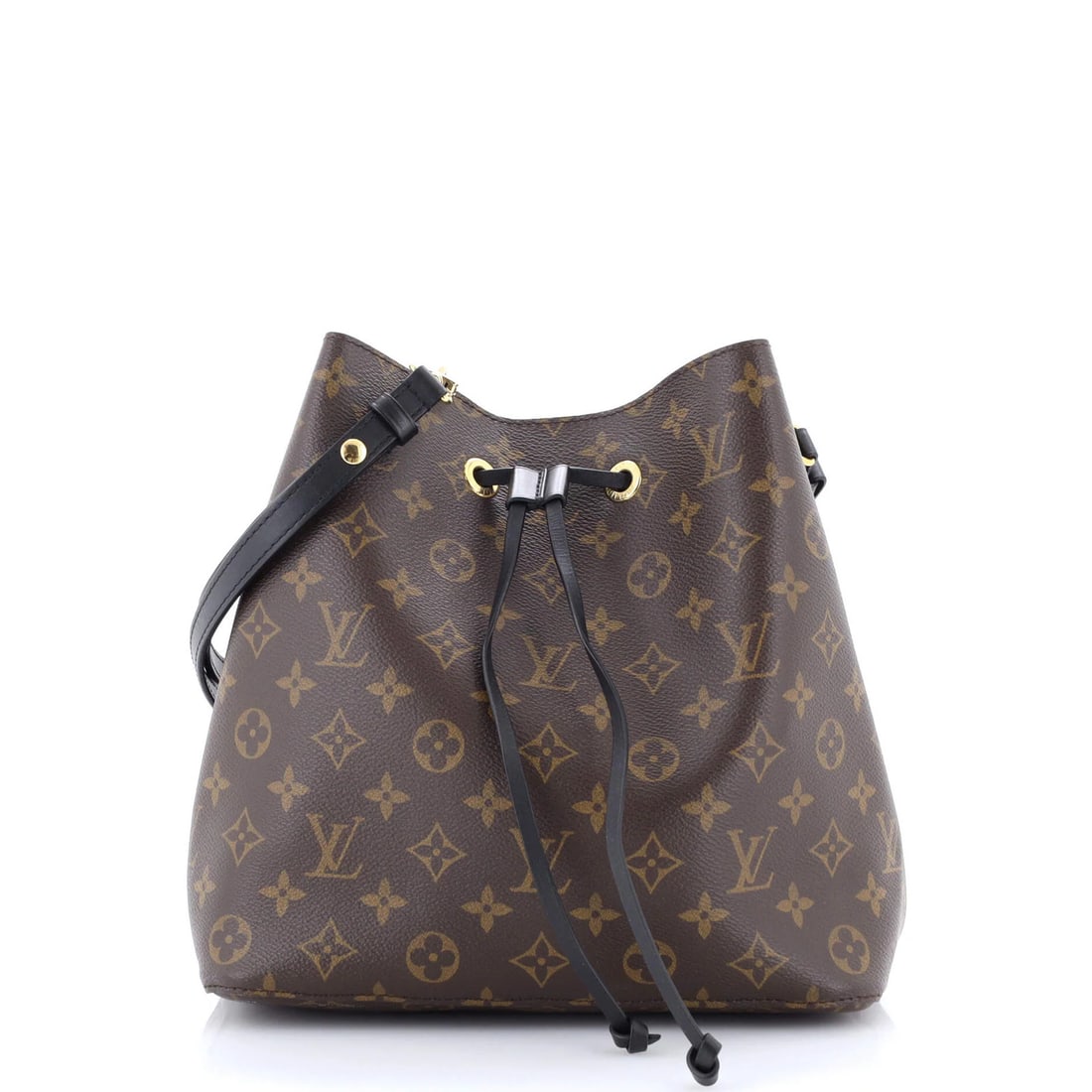 Louis Vuitton NeoNoe Handbag Monogram Canvas with Leather MM: Louis Vuitton NeoNoe Handbag Monogram Canvas with Leather MM Brown Louis Vuitton NeoNoe Handbag Monogram Canvas with Leather MM features a canvas exterior with heavy cracking and minor creases, and a
