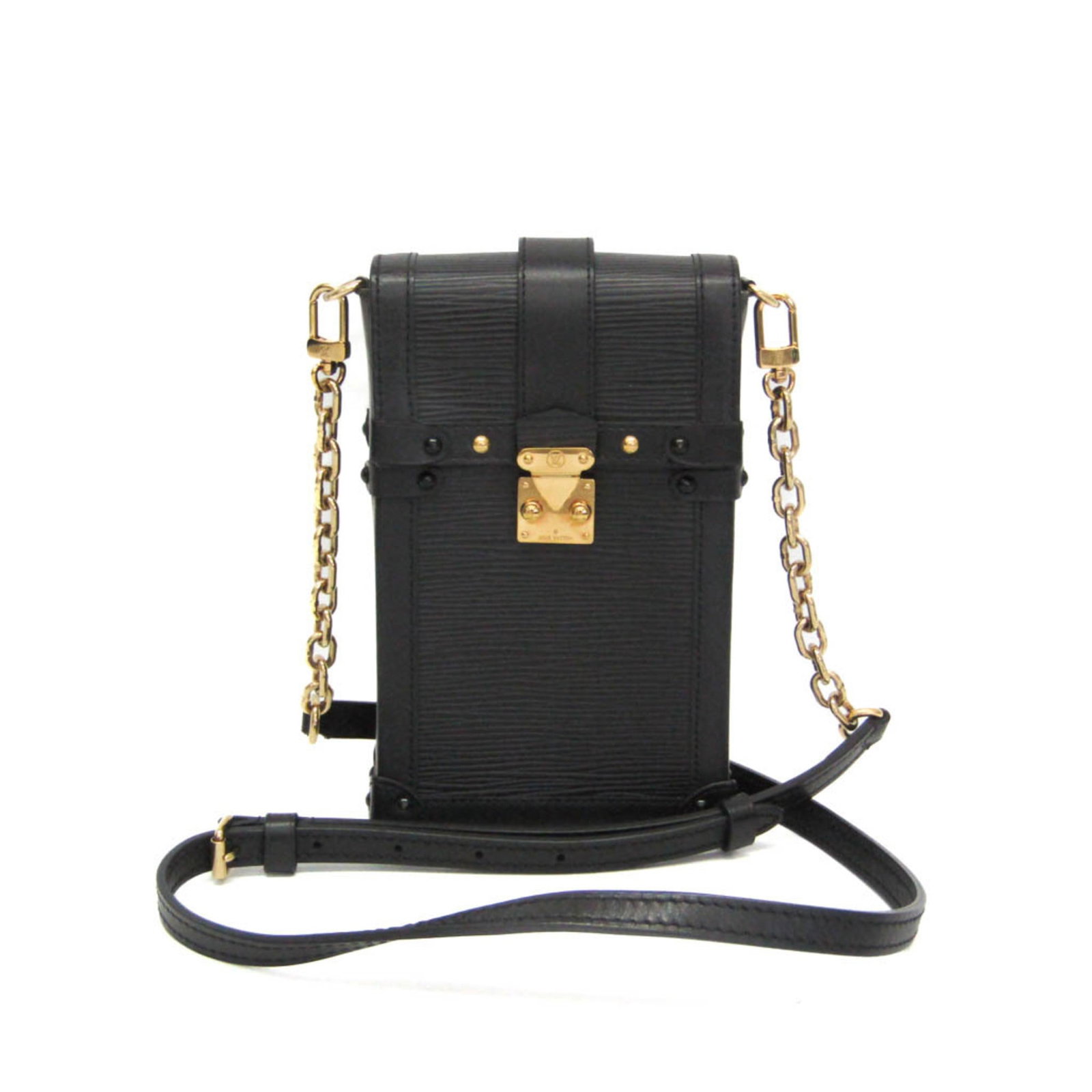 Leather Epi Bag Vuitton Louis: Leather Epi Bag Vuitton Louis Black Epi leather Louis Vuitton trunk-style shoulder bag with a push lock closure, featuring an open pocket and adjustable strap length of 113cm-124cm. Made from high-qua