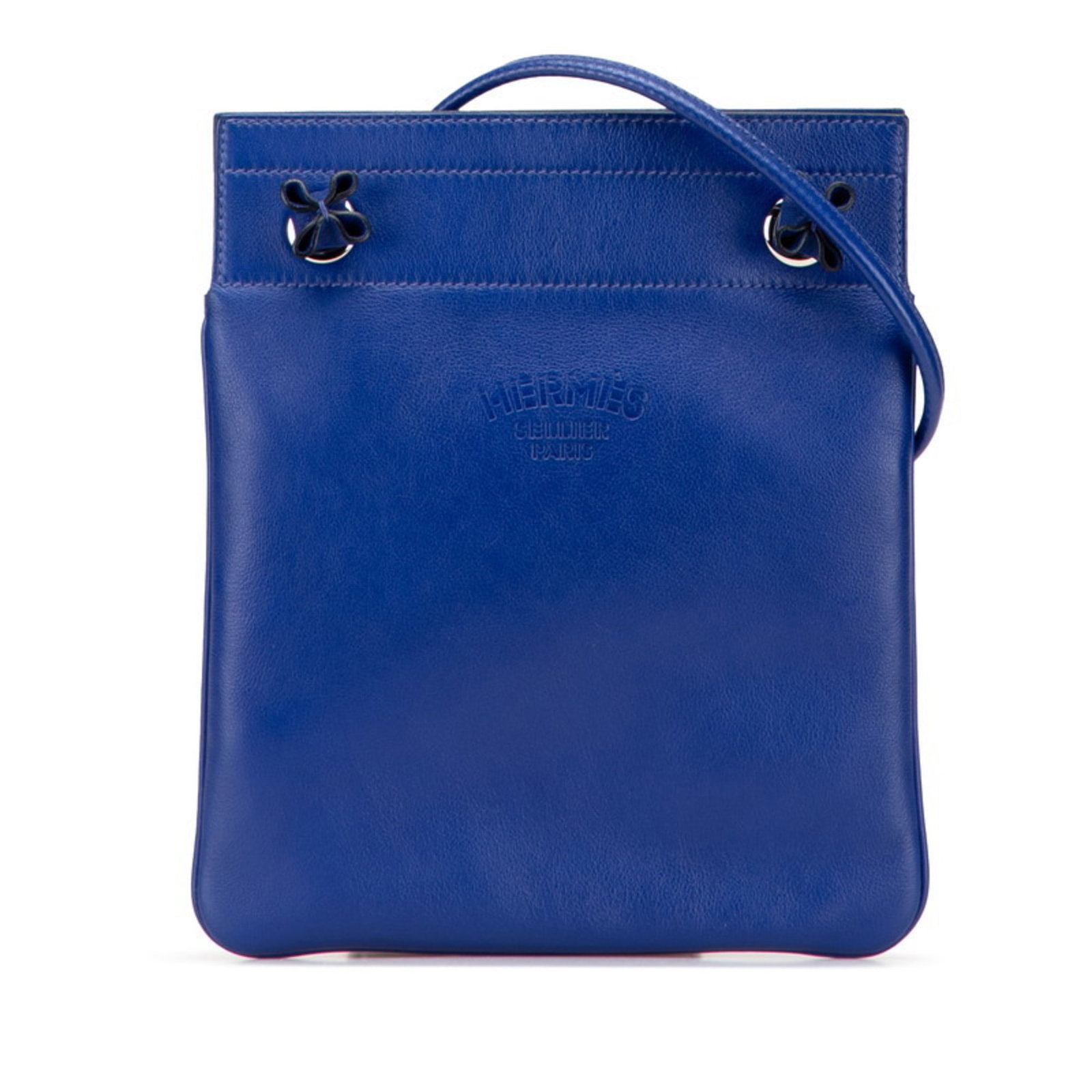 Hermes Leather Swift Shoulder Bag: Hermes Leather Swift Shoulder Bag Swift and sophisticated, this Hermes Leather Swift Shoulder Bag boasts a stunning blue hue and sleek design, with an open closure and adjustable strap drop of 50cm.