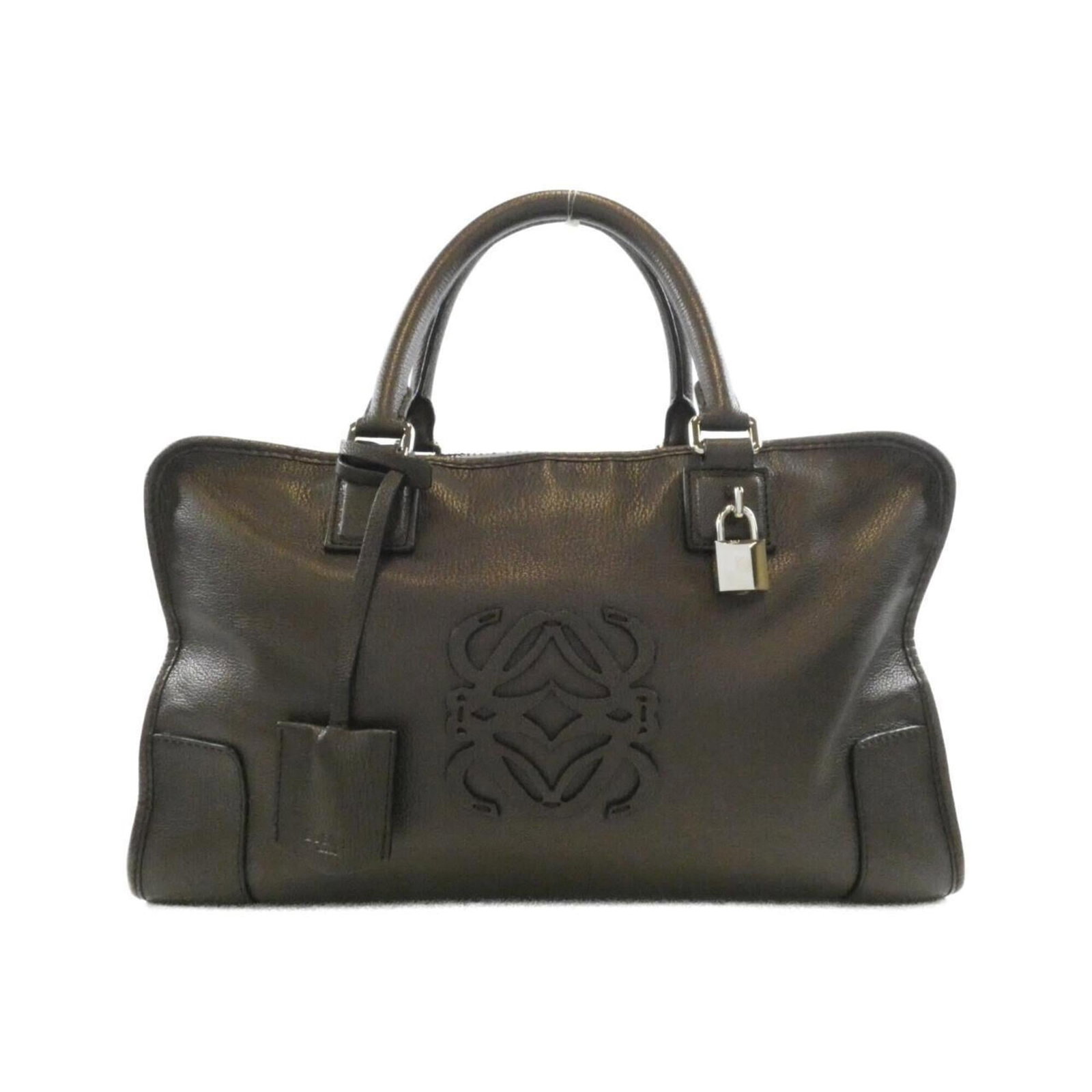 Handbag Leather Handbag: Handbag Leather Handbag Silver Loewe MPN 339 70 A22 Handbag. Made from high-quality goatskin leather, this handbag features a sleek and sophisticated design. With its classic size and elegant color, i