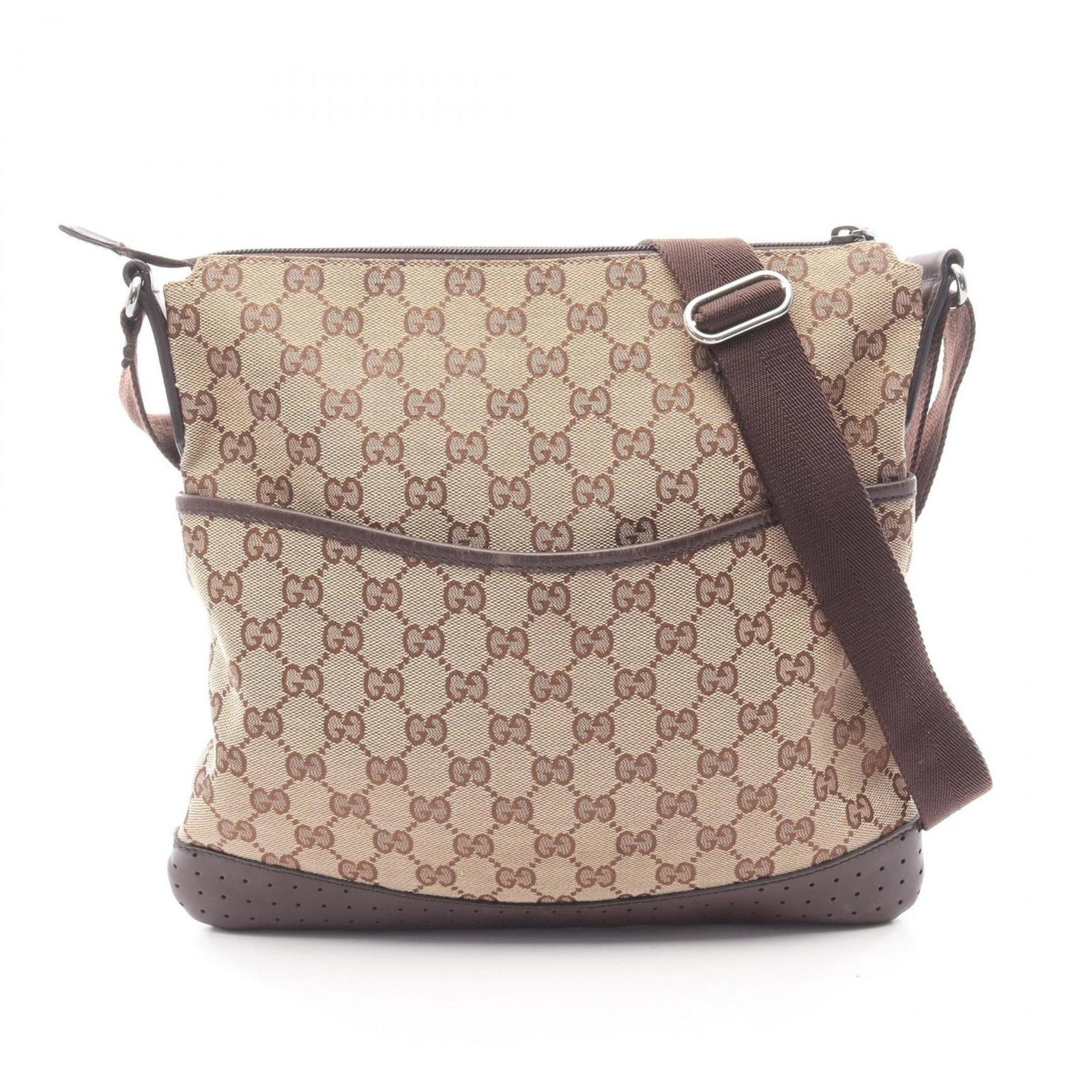 Canvas Leather Gg Gucci Bag Shoulder: Canvas Leather Gg Gucci Bag Shoulder Canvas Leather Gucci Bag Shoulder in Beige and Brown. This stylish shoulder bag features a unique combination of GG canvas and leather, creating a visually