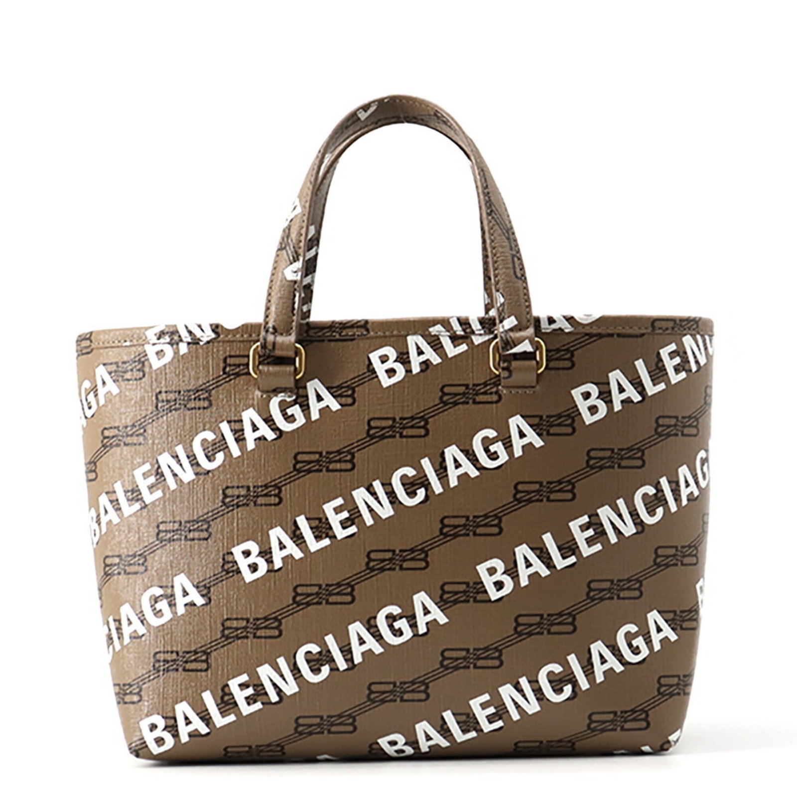 PVC Handbag Balenciaga: PVC Handbag Balenciaga This Balenciaga PVC handbag is made from high-quality PVC material, featuring a classic brown color and gold hardware. Measuring 19cm x 23.5cm x 10.5cm, it boasts a sleek and