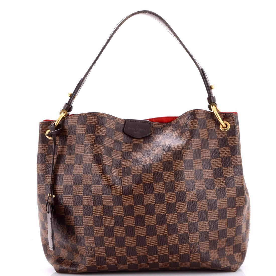 Handbag Damier Louis Vuitton Graceful: Handbag Damier Louis Vuitton Graceful The Louis Vuitton Graceful Handbag Damier PM boasts a classic design with a timeless Damier PM pattern, featuring a brown canvas coated leather exterior with