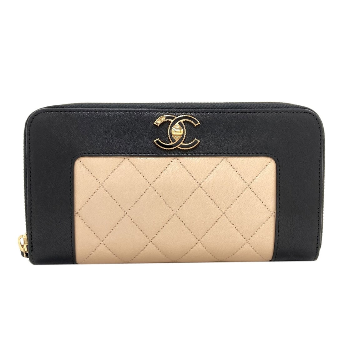 Chanel Mademoiselle Goldhardware Long Wallet (With Coin Pocket) Calf: Chanel Mademoiselle Goldhardware Long Wallet (With Coin Pocket) Calf Calf leather construction provides a premium feel to this black Chanel Mademoiselle Goldhardware Long Wallet, featuring a zip