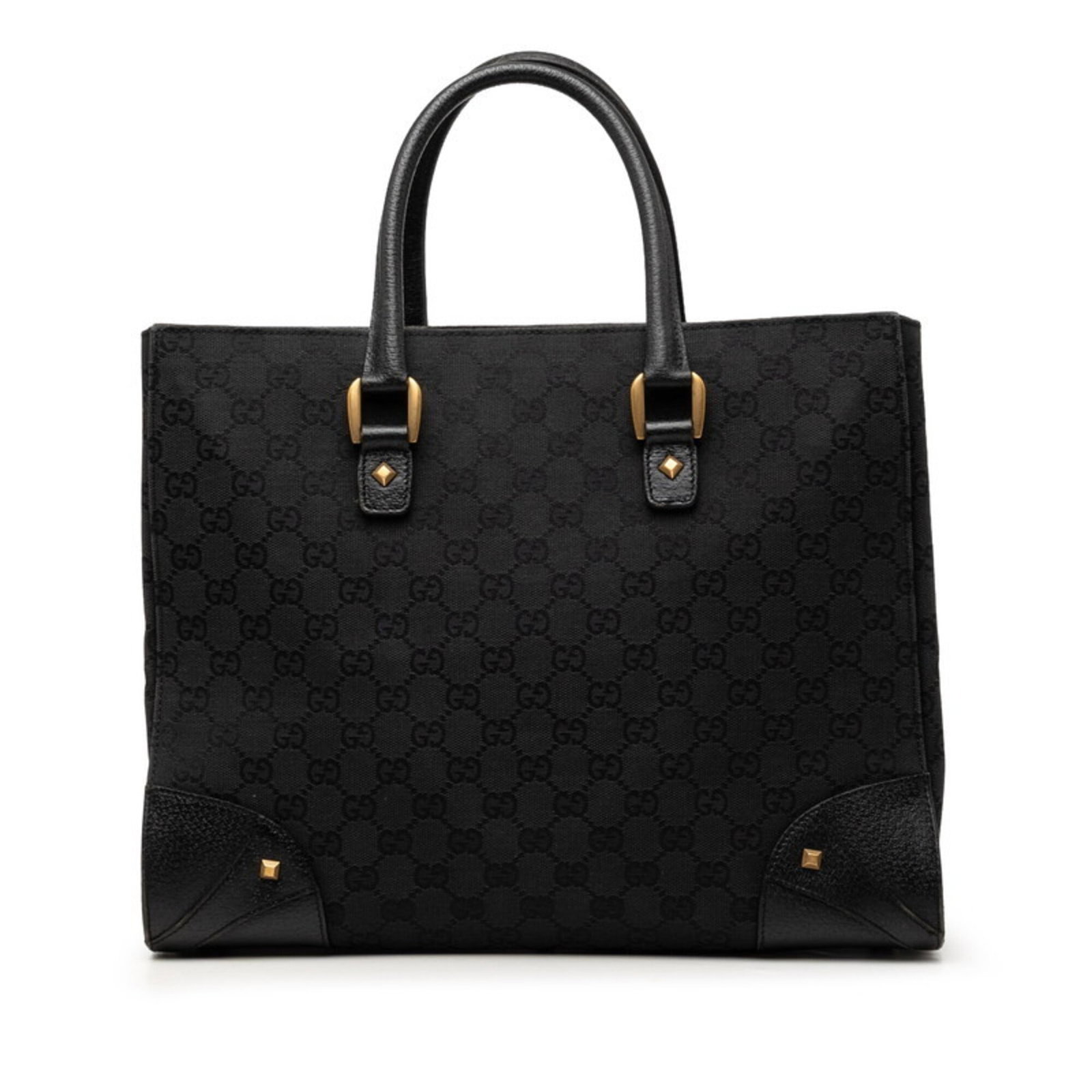 Handbag Tote Bag Canvas Leather Gucci: Handbag Tote Bag Canvas Leather Gucci Canvas and leather Gucci tote bag with classic design, measuring 27cm x 35cm x 12.5cm. This black handbag features a timeless combination of canvas and leather