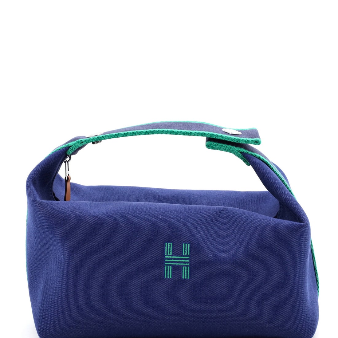Hermes GM Toile Bride-A-Brac Travel Case: Hermes GM Toile Bride-A-Brac Travel Case Canvas Plain Toile exterior in blue, with minor wear on base corners and handle, and light marks and wear on exterior, this Gm Bride-A-Brac Travel Case measure