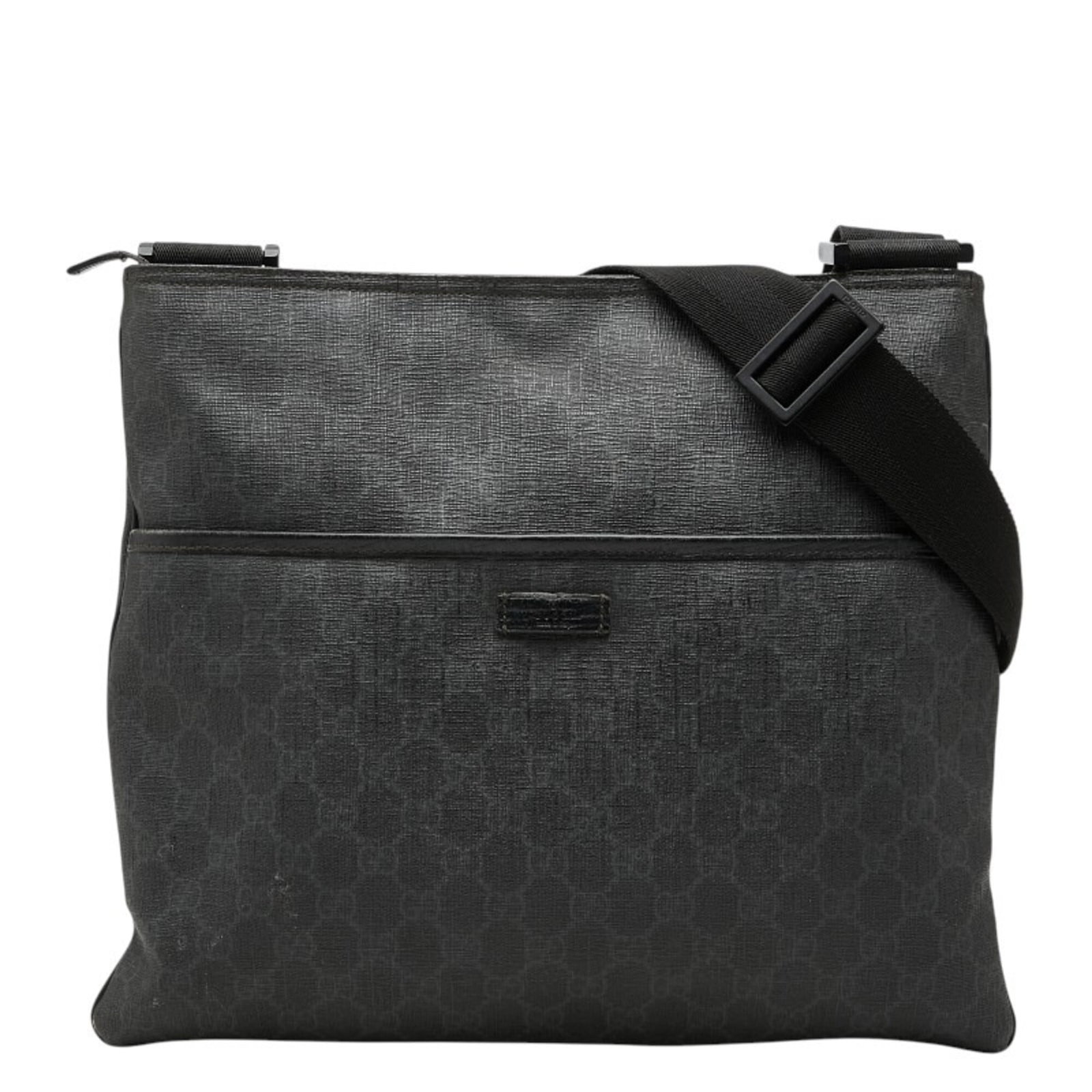 Gucci Supreme Gg Bag Shoulder: Gucci Supreme Gg Bag Shoulder The Gucci Supreme Gg Bag Shoulder boasts a sleek, sophisticated design with a striking GG Supreme pattern in black and gray hues. With its compact 29cm x 34.5cm x 1cm