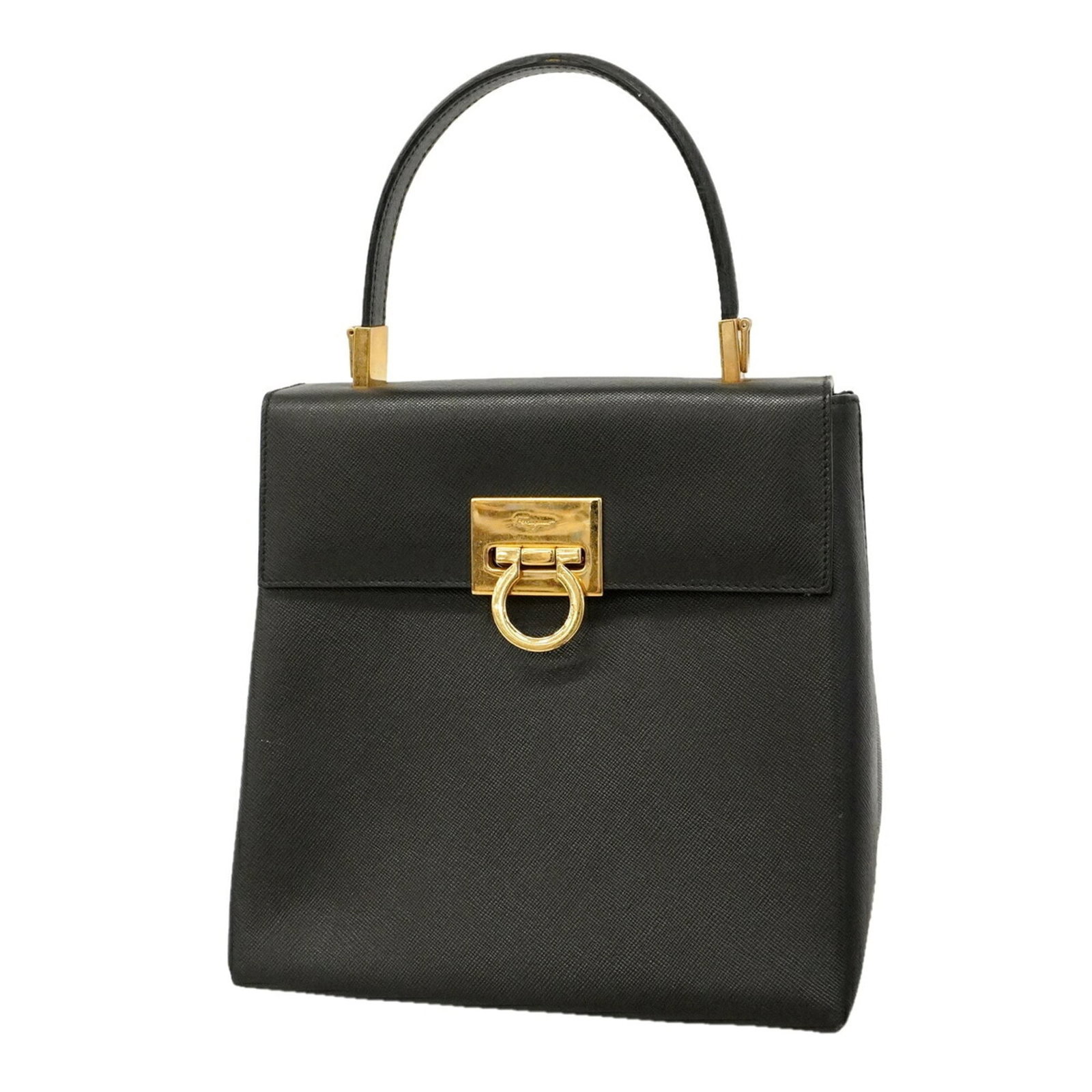 Salvatore Ferragamo Handbag Leather: Salvatore Ferragamo Handbag Leather Salvatore Ferragamo Handbag Leather is a sleek black leather handbag with gold hardware, measuring 20cm x 19cm x 10cm. Its classic design and premium leather