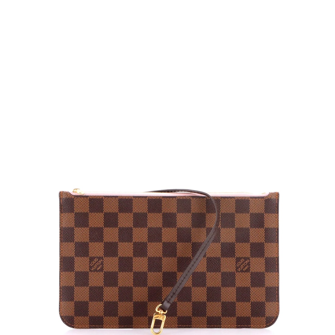 Damier Large Pochette Neverfull Louis Vuitton: Damier Large Pochette Neverfull Louis Vuitton The Damier Large Pochette Neverfull Louis Vuitton is a stylish and spacious accessory, featuring a classic Damier pattern on its exterior canvas-coated su