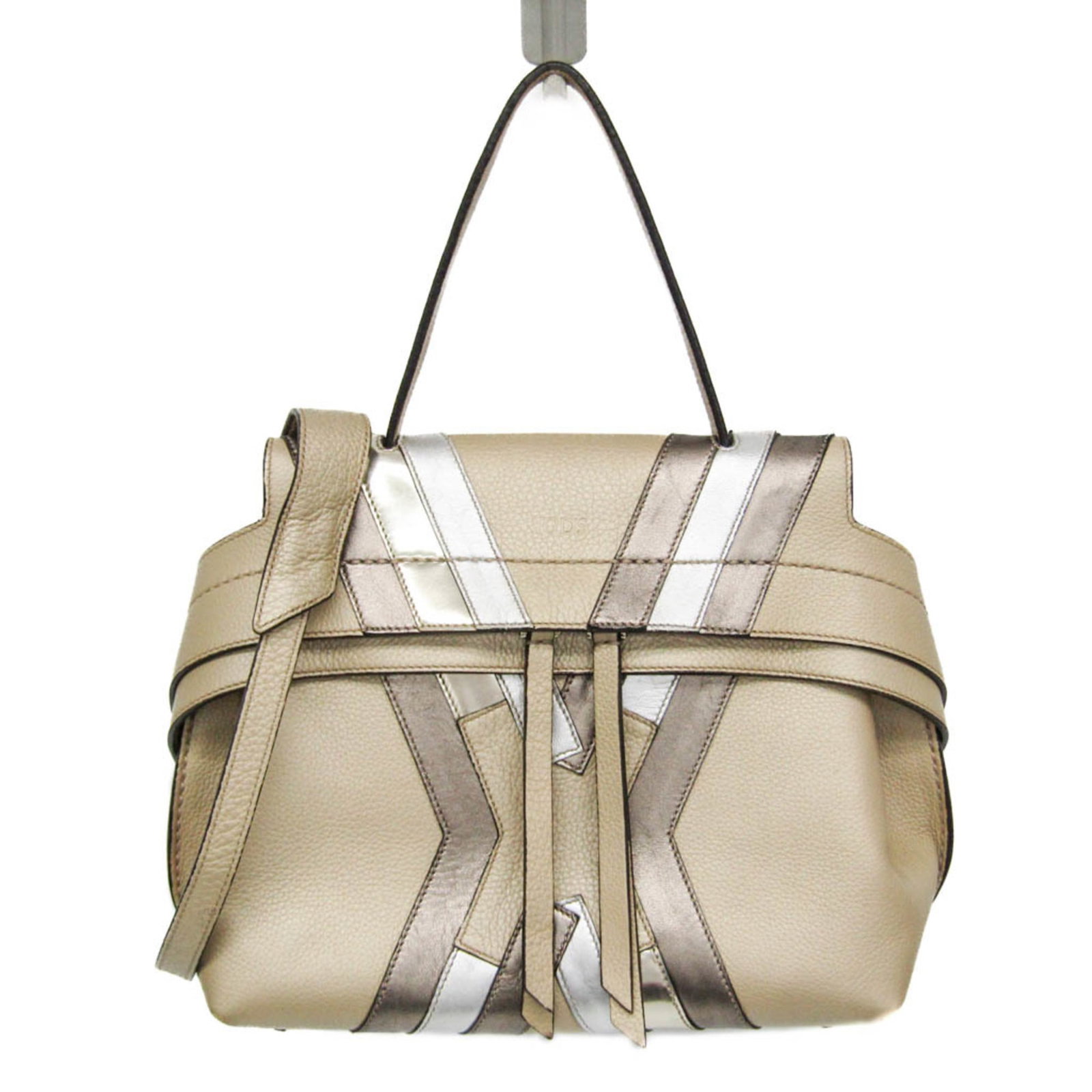 Shoulder Bag Leather Handbag Tod'S: Shoulder Bag Leather Handbag Tod'S Champagne gold, Metallic bronze, and Silver hardware adorn this luxurious leather shoulder bag from Tod's, a Japan exclusive model. The bag features a spacious inter